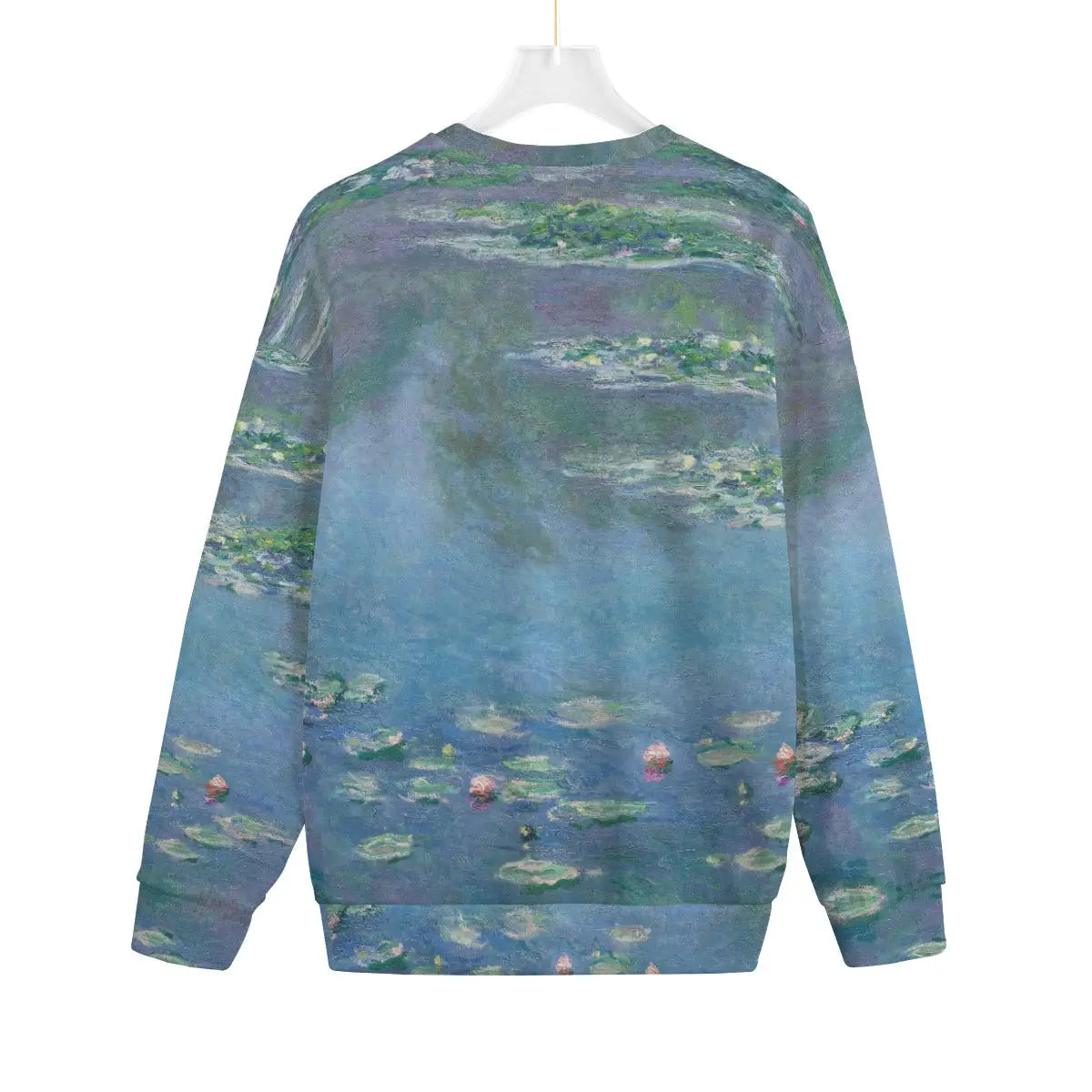 Back view of Monet Water Lilies Art Sweater showing full print