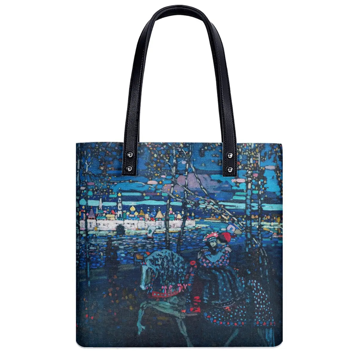 Waterproof PU material texture of Kandinsky art bag showing print quality