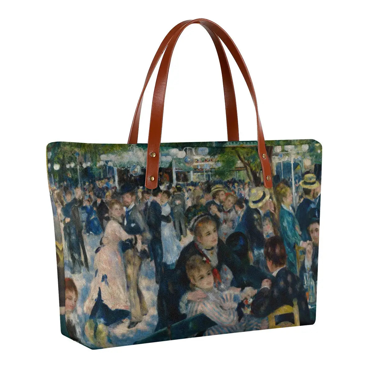 Black zipper and lining detail of Dance at Le Moulin de la Galette artistic tote bag