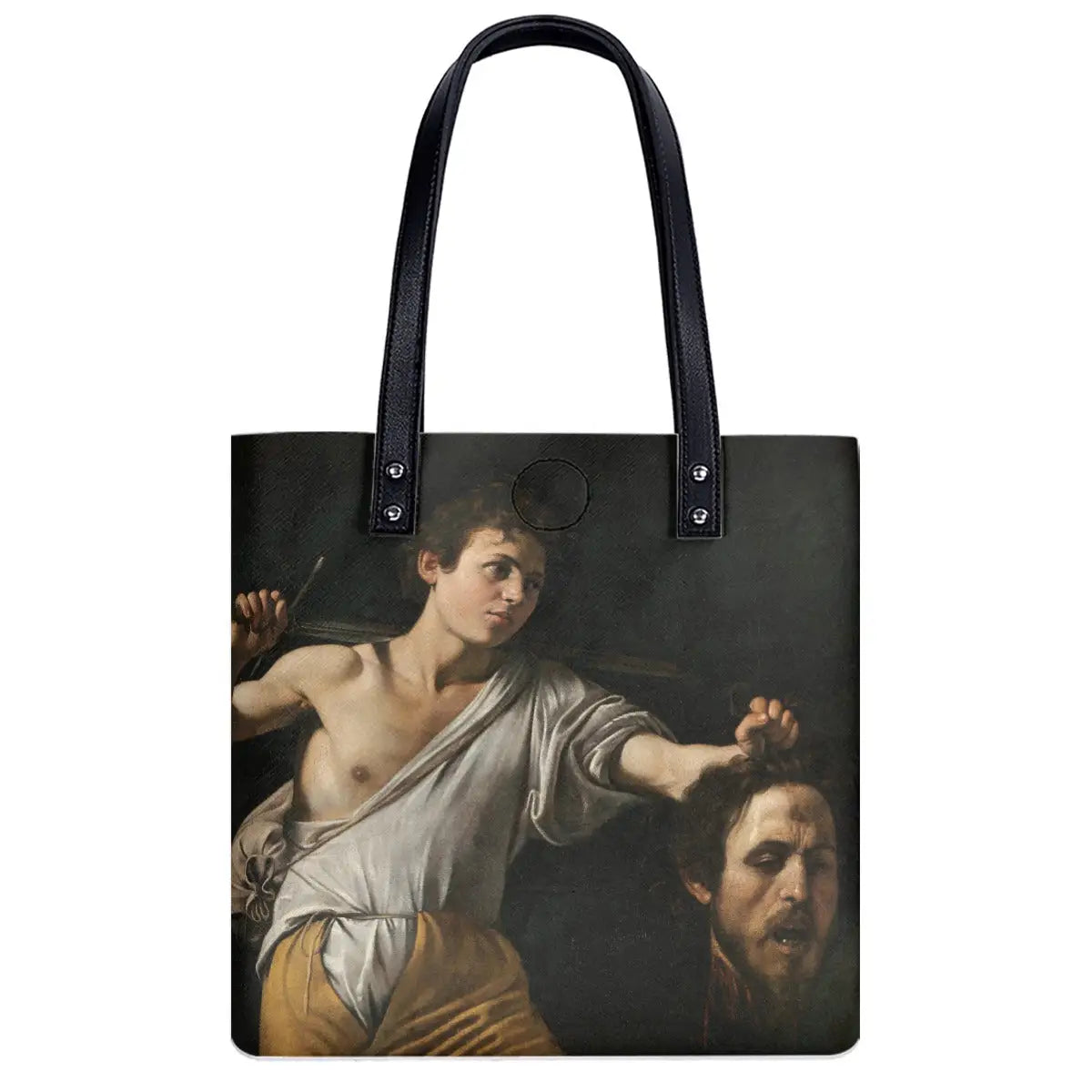 Waterproof art shoulder bag featuring Caravaggio's David with the Head of Goliath print