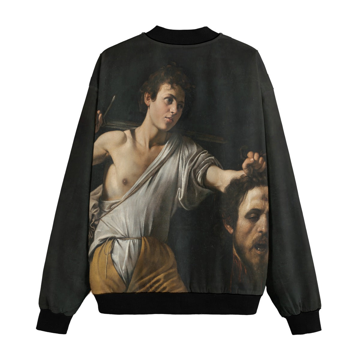 Caravaggio's masterpiece on eco-friendly bomber jacket