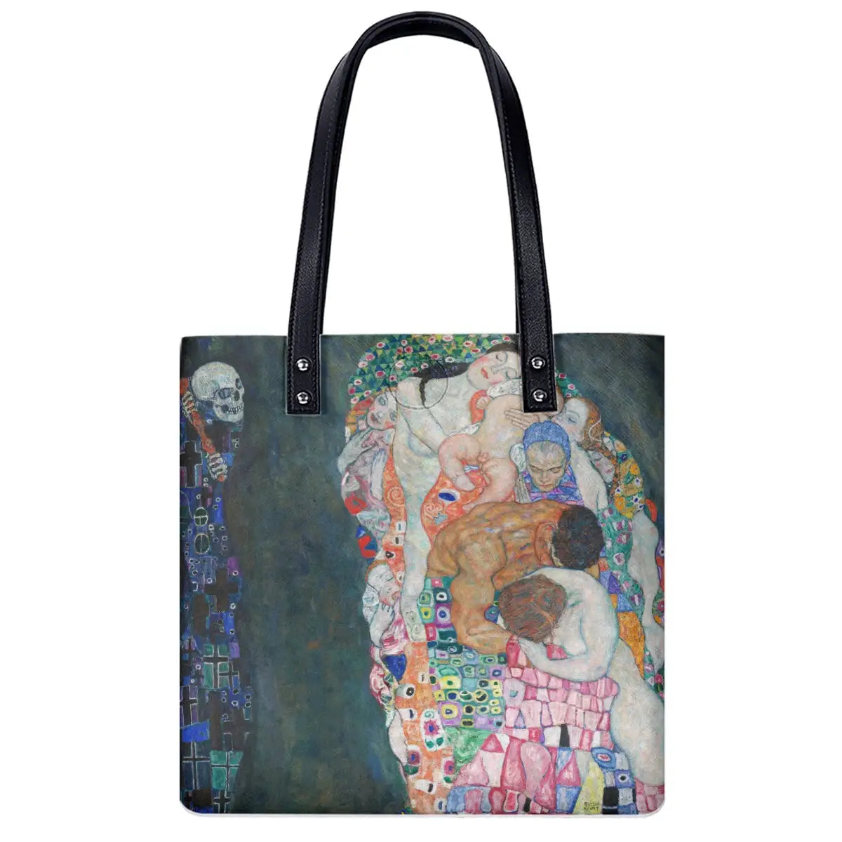 Gustav Klimt Death and Life Shoulder Bag in black with double-sided art print