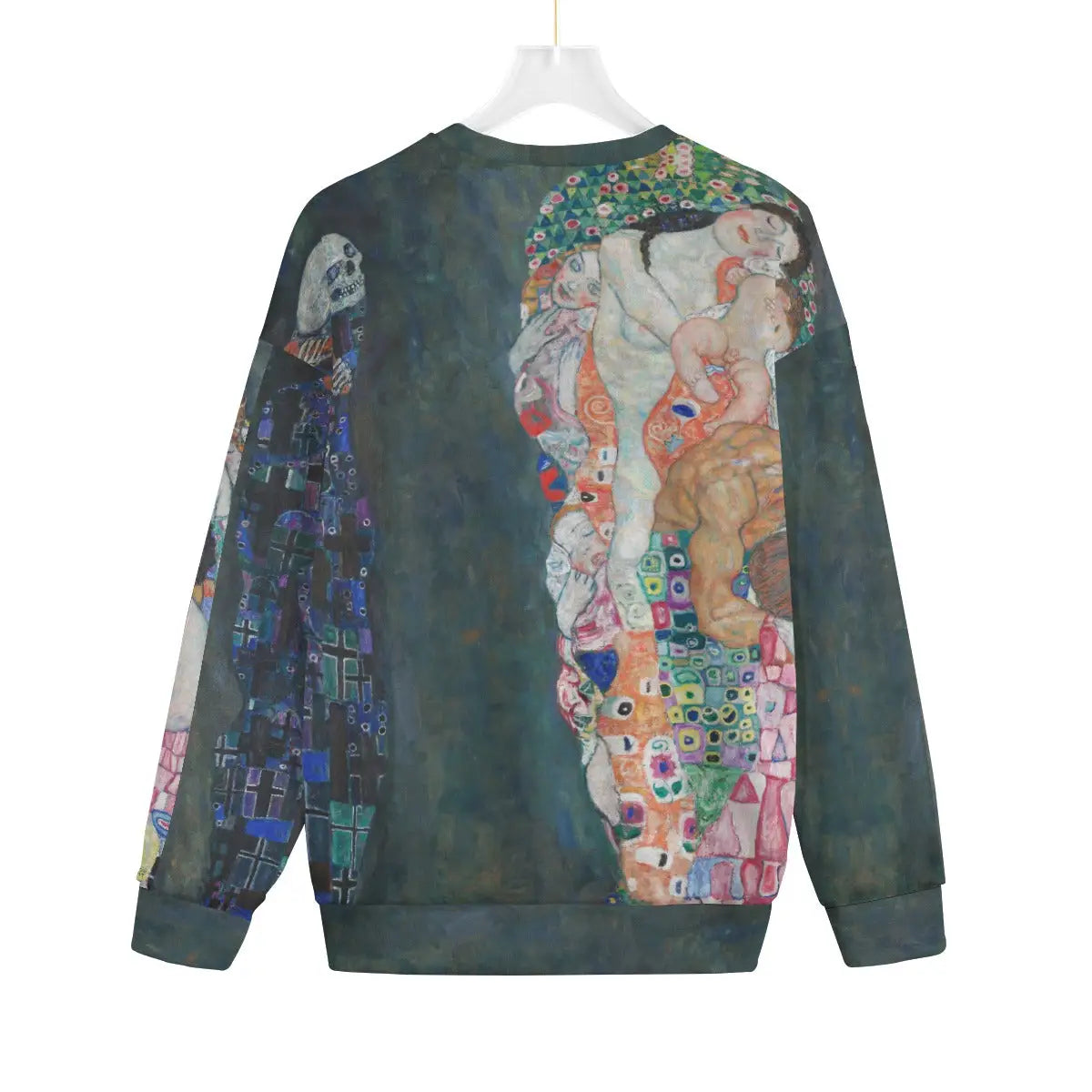 Back view of Gustav Klimt artistic sweater showing full Death and Life artwork print