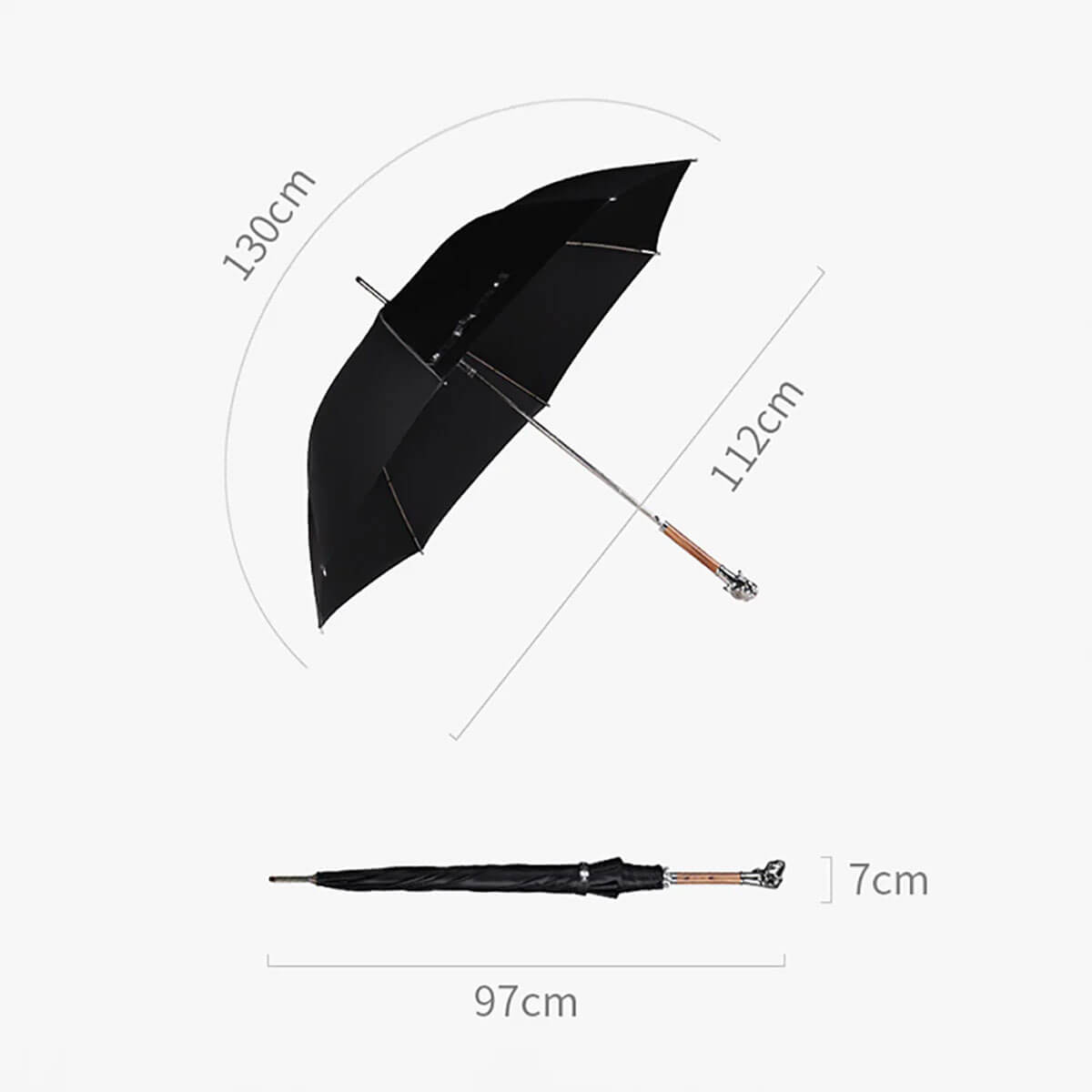 Whimsical dog umbrella in midnight black