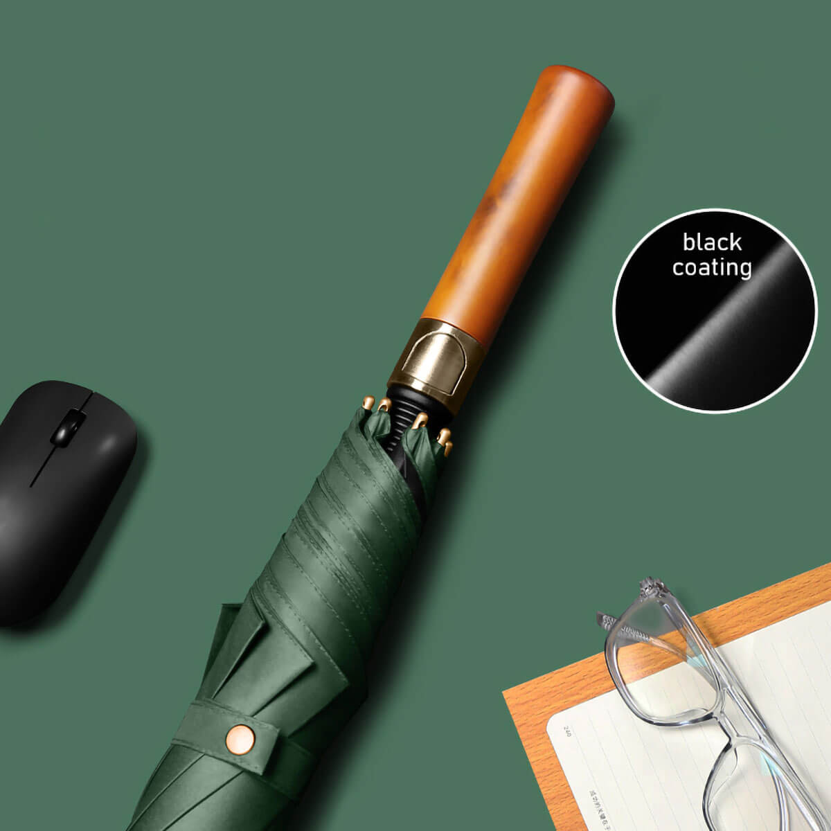 Weatherproof Automatic Green Umbrella