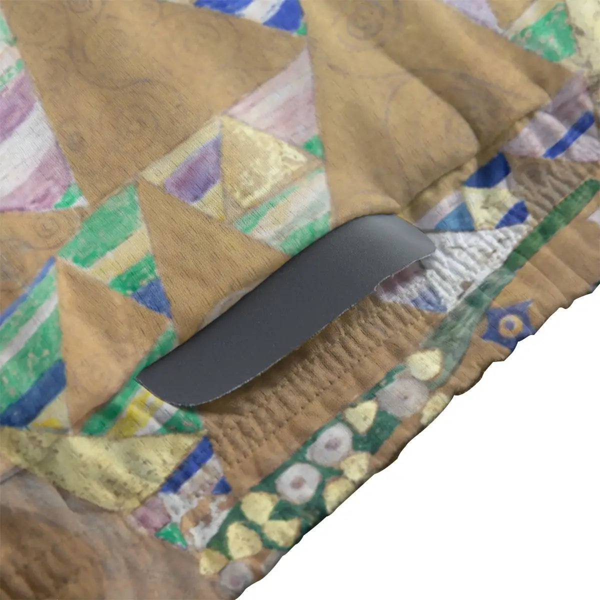 Close-up of secure non-slip rubber hem on Art Nouveau cycling jersey maintaining position during aspirational ride