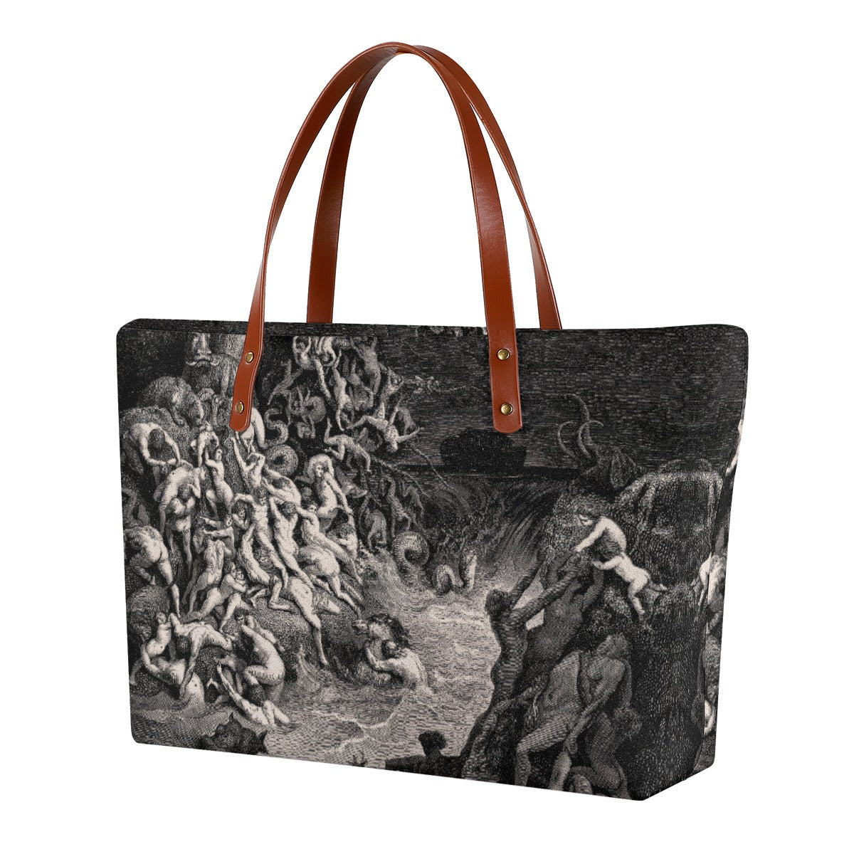 Gustave Doré Great Flood tote bag with biblical scene art print on waterproof diving cloth