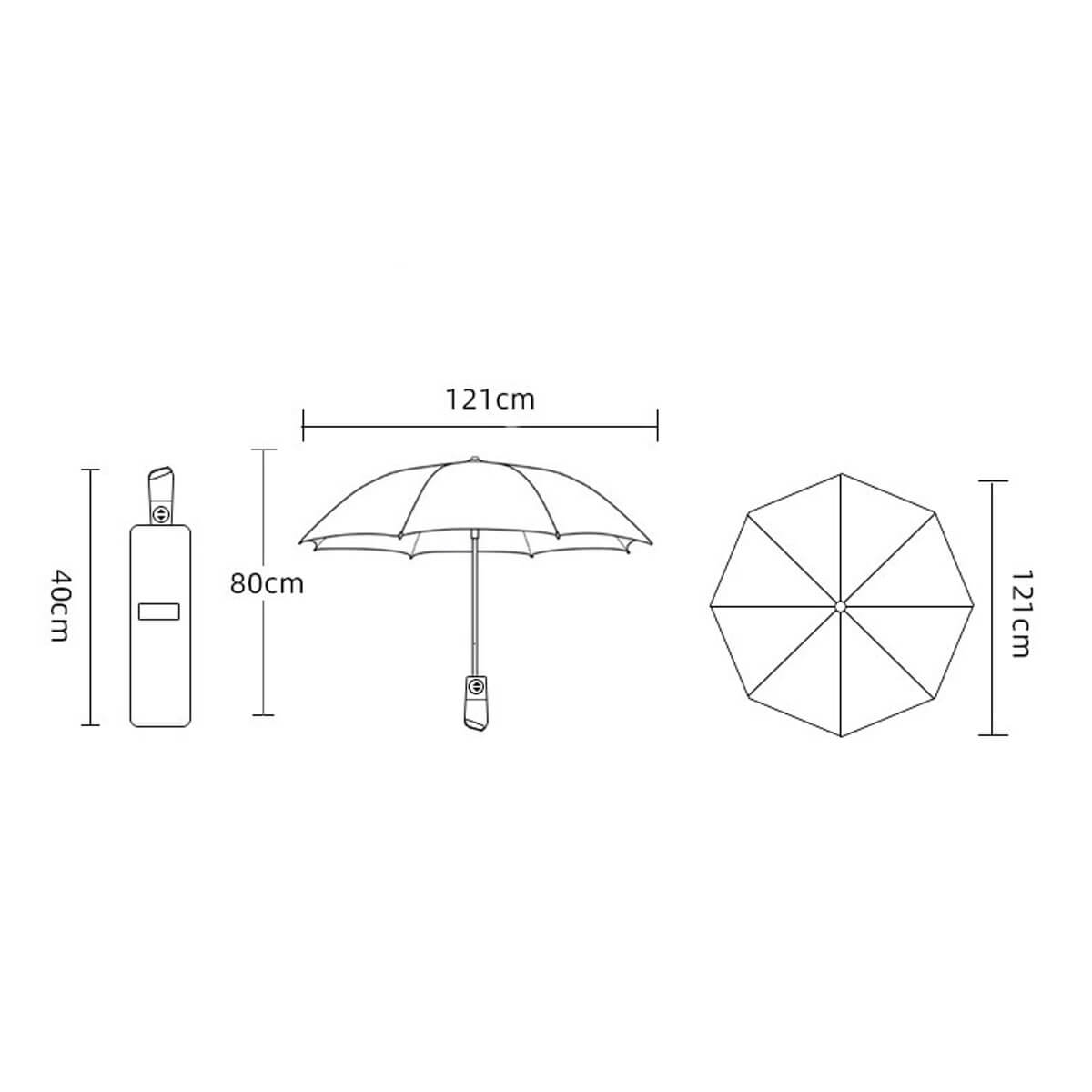 Automatic button on wooden handle of folding large umbrella