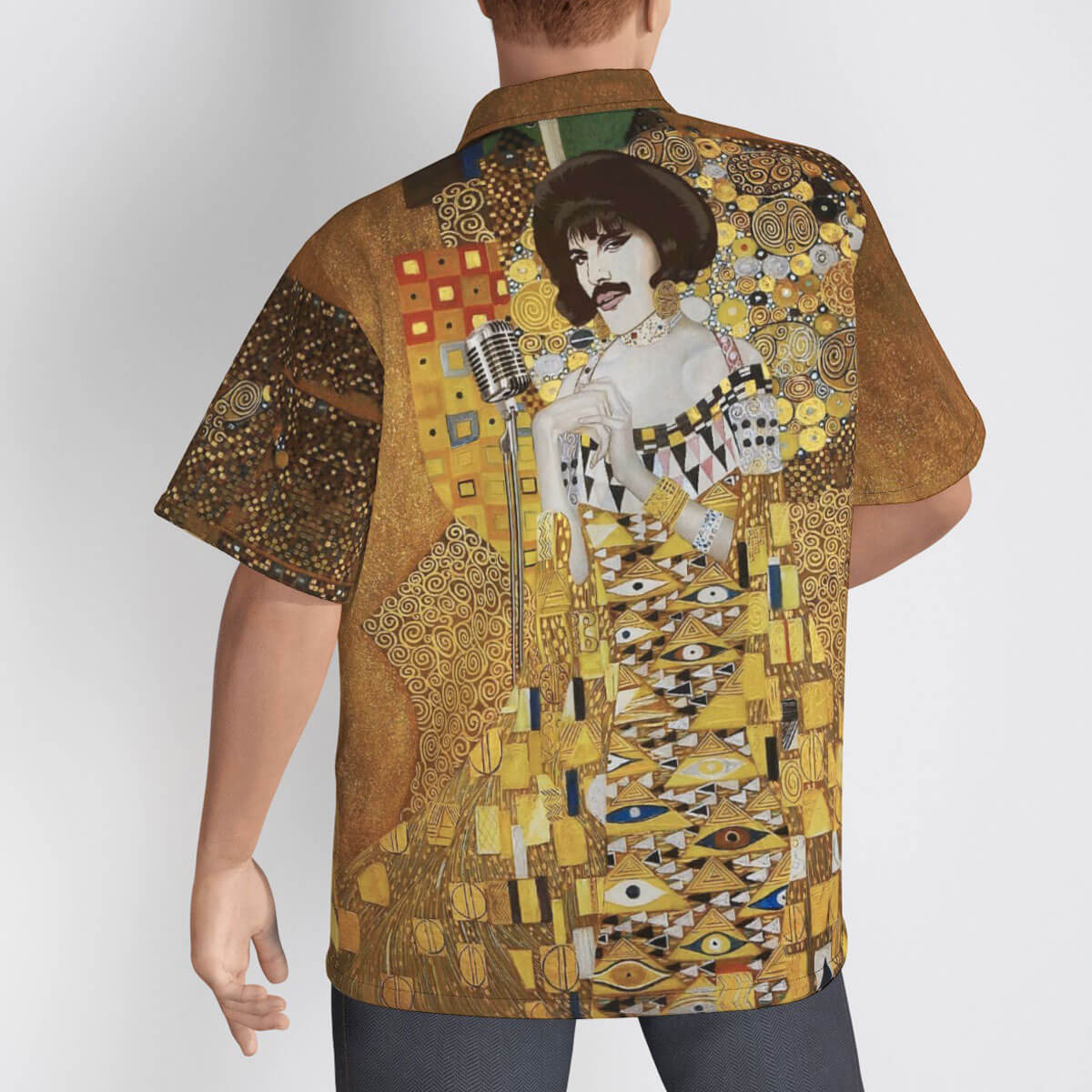 Pop culture art humor reproduced on stylish Hawaiian shirt