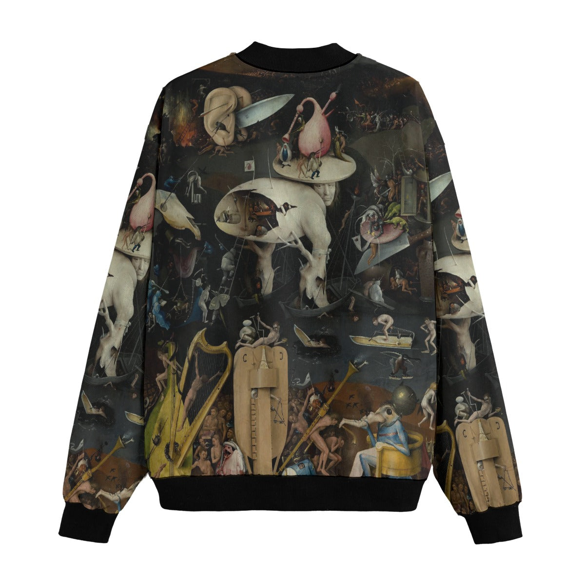 Hieronymus Bosch's hellscape artwork on back of Garden of Hell jacket