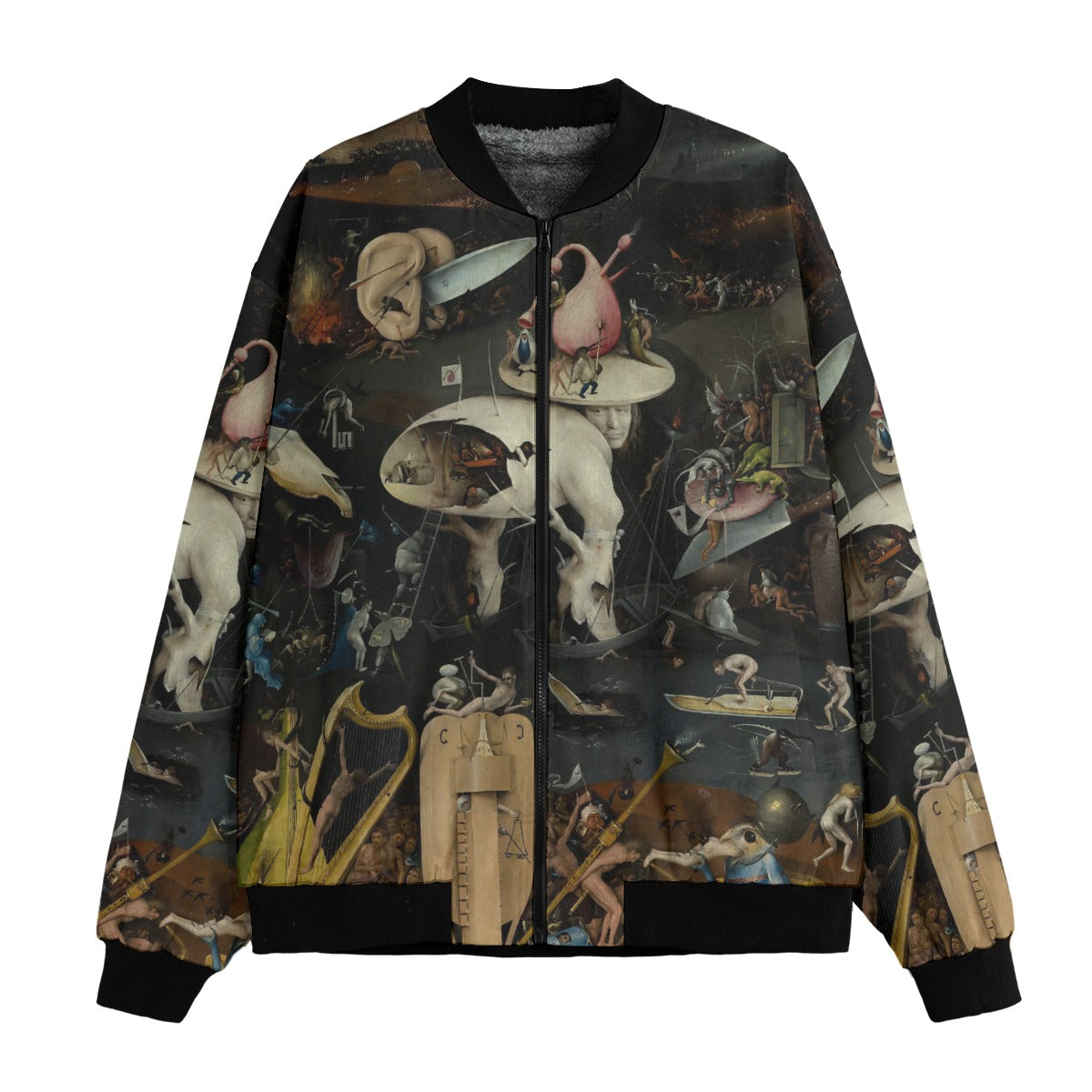 Garden of Hell bomber jacket by Hieronymus Bosch, front view