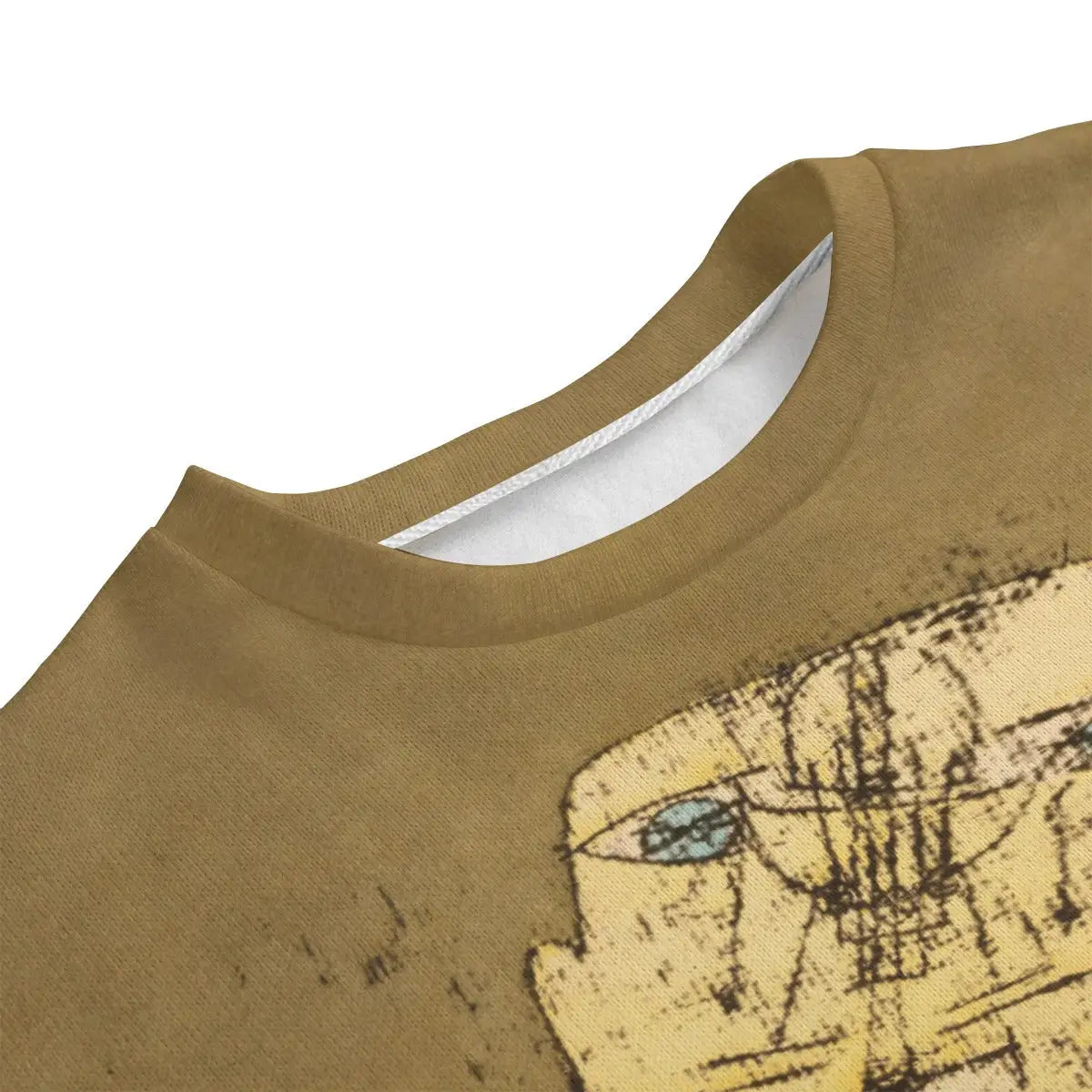 Detailed view of Paul Klee's Ghost of a Genius artwork on sustainable art sweater