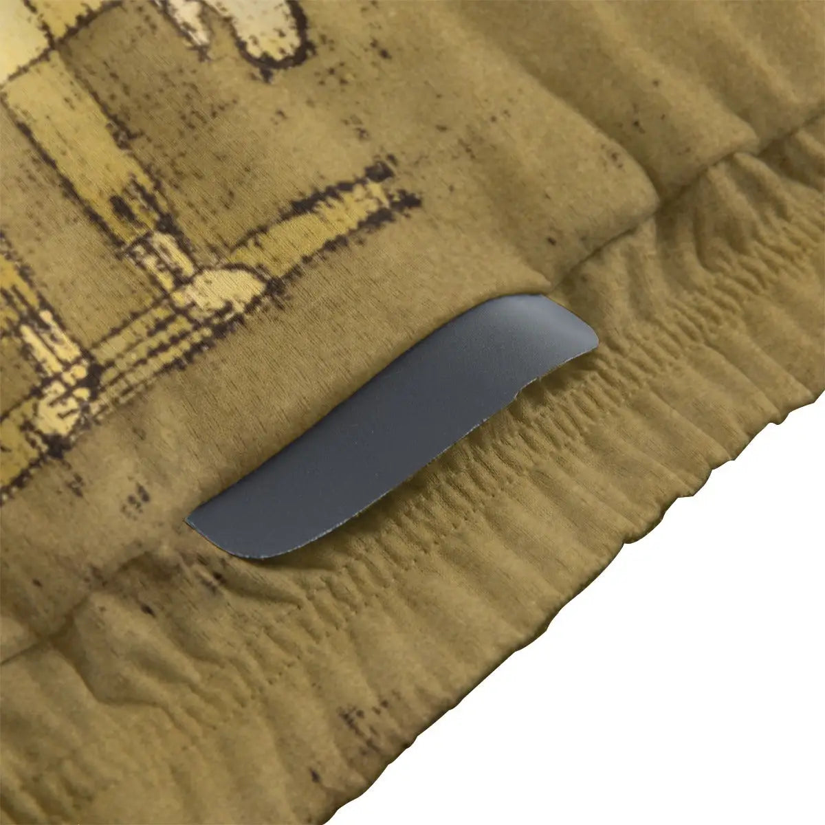 Close-up of secure non-slip rubber hem on Bauhaus art cycling jersey maintaining position during contemplative ride