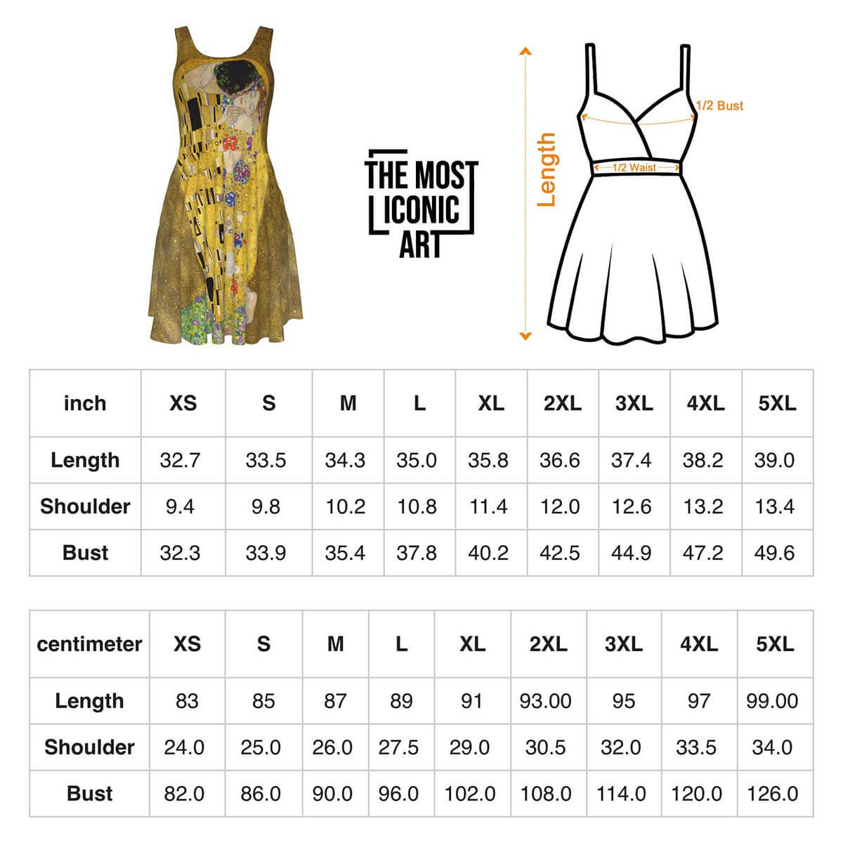 Elegant Vest Dress with Klimt's The Kiss Print