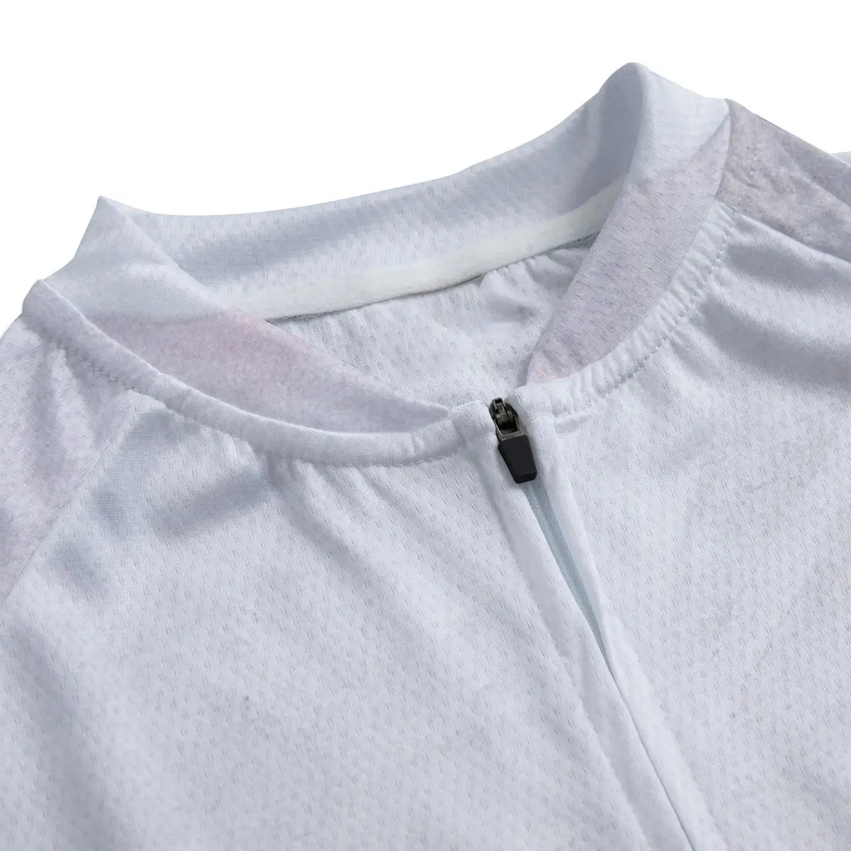 Detailed view of Hilma af Klint's 1915 "Group IX/SUW, The Swan, No. 12" artwork on women's cycling jersey