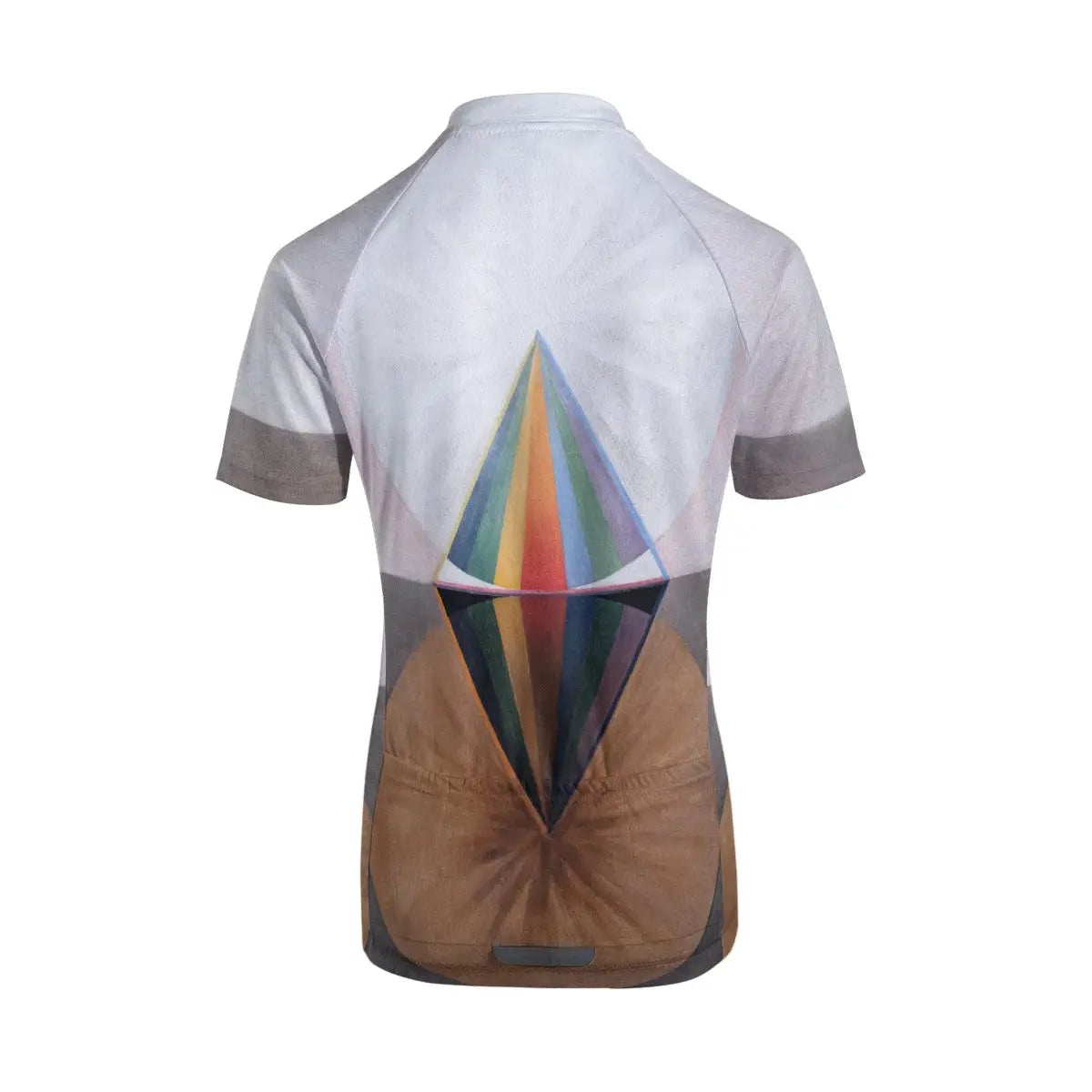 Back view showing the three functional storage pockets on Hilma af Klint women's cycling jersey