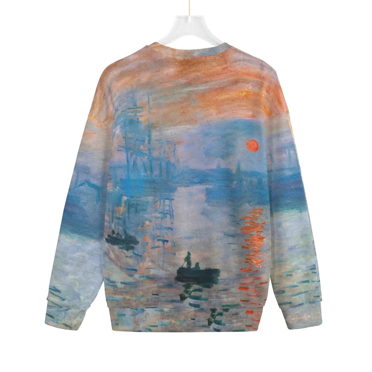 Back view of Impression Sunrise sweater displaying full artwork print