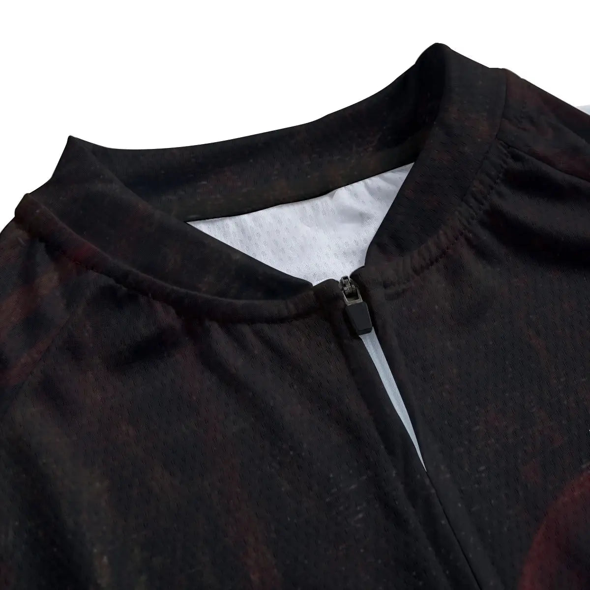 Close-up of secure non-slip rubber hem on Polish historical art cycling jersey maintaining position during reflective ride