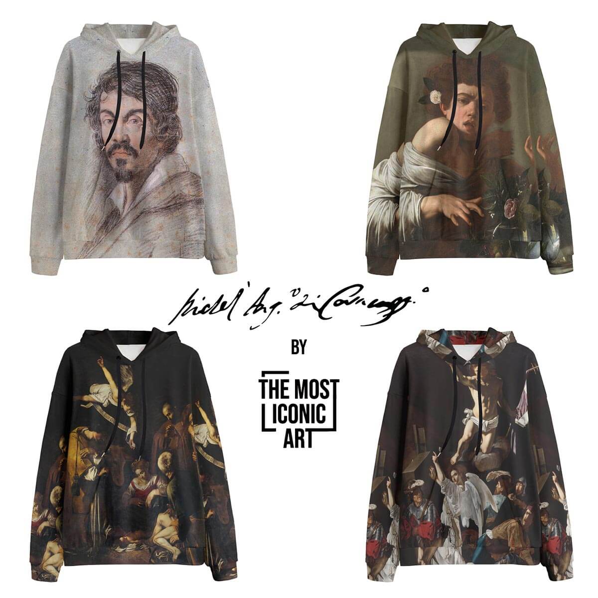 Artistic Hoodie featuring Caravaggio's 'The Calling of Saint Matthew' - Dramatic chiaroscuro lighting illuminates a group of men at a table