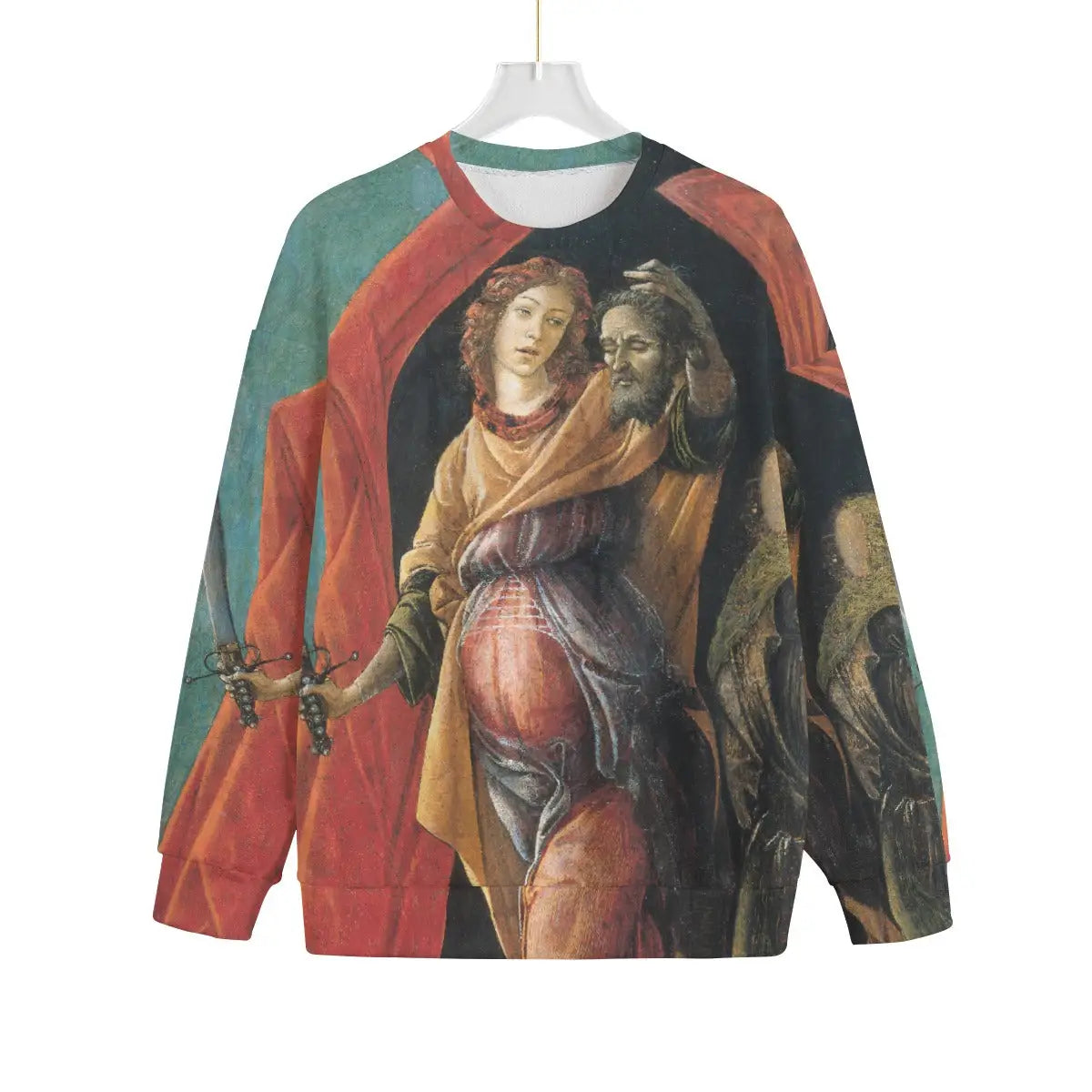 Judith with the Head of Holofernes by Sandro Botticelli Sweater displaying Renaissance masterpiece on white background