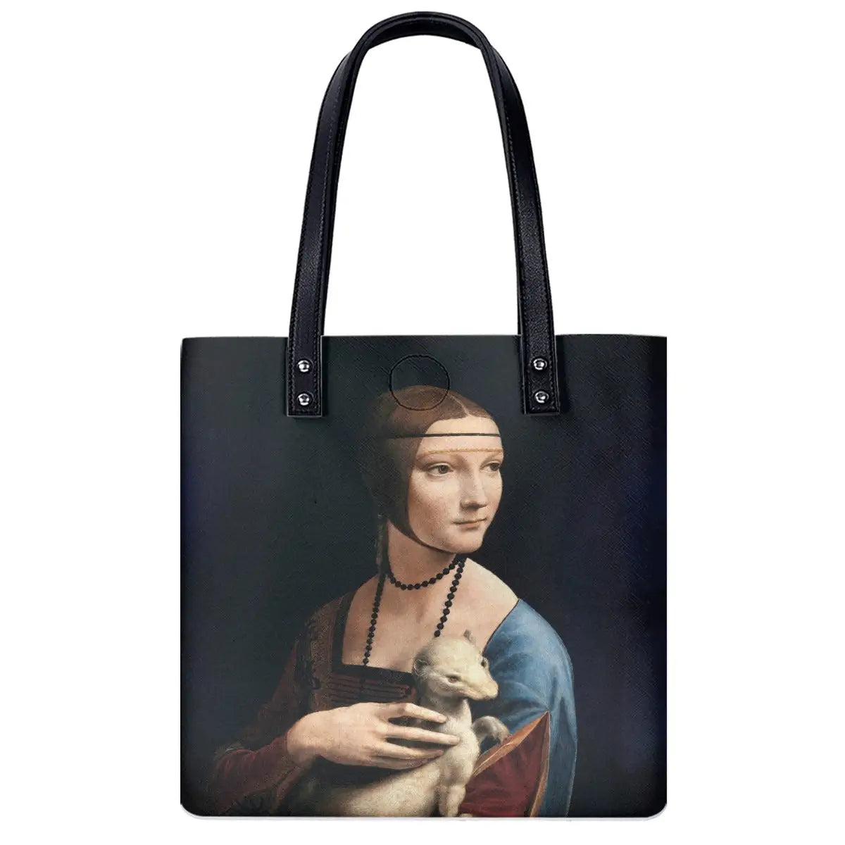 Lady with an Ermine designer shoulder bag by Da Vinci, waterproof art tote with Renaissance masterpiece print