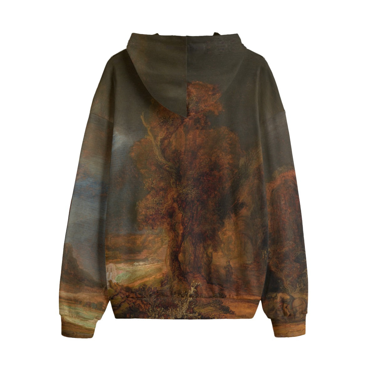 Back view of Landscape with the Good Samaritan hoodie