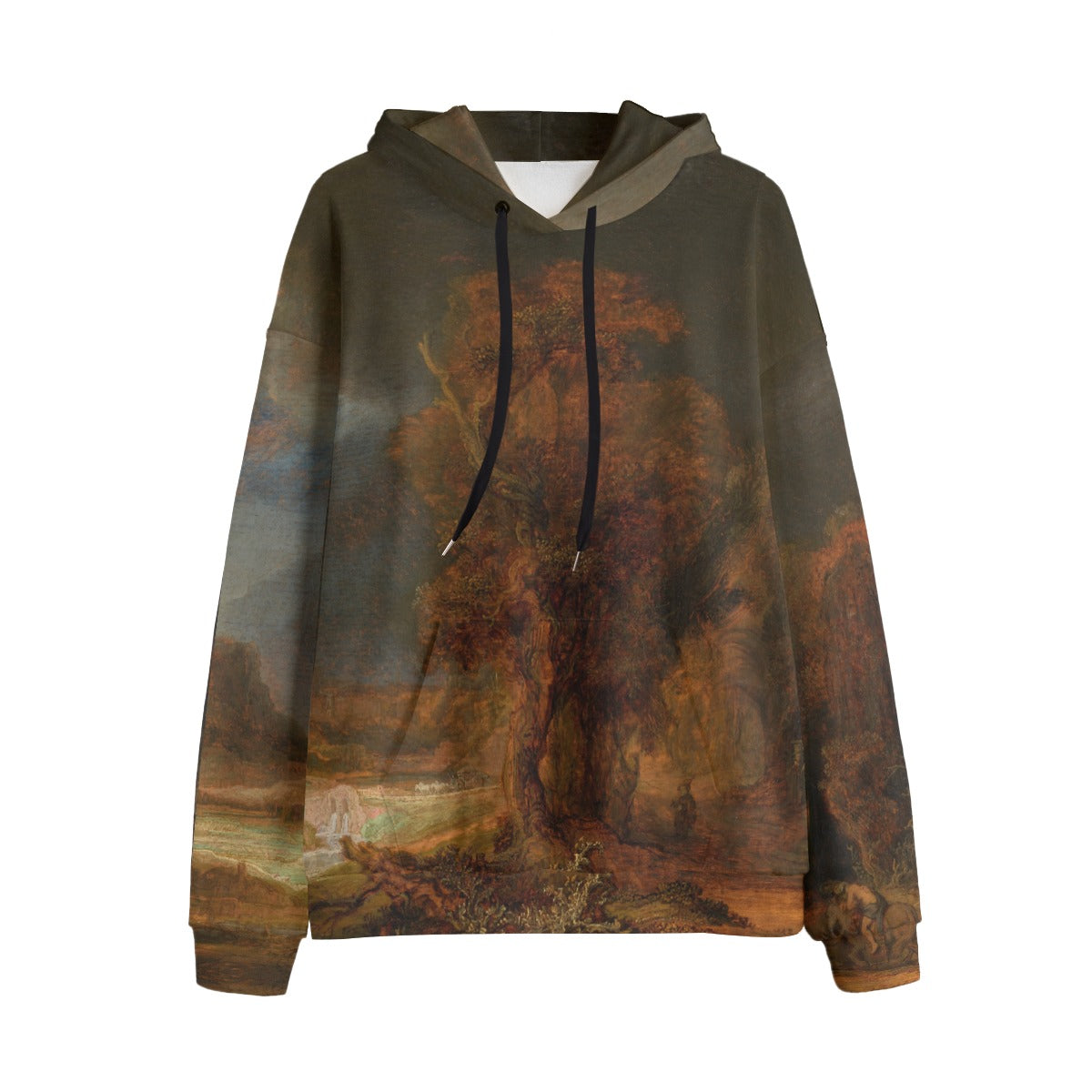 Landscape with the Good Samaritan by Rembrandt Hoodie front view