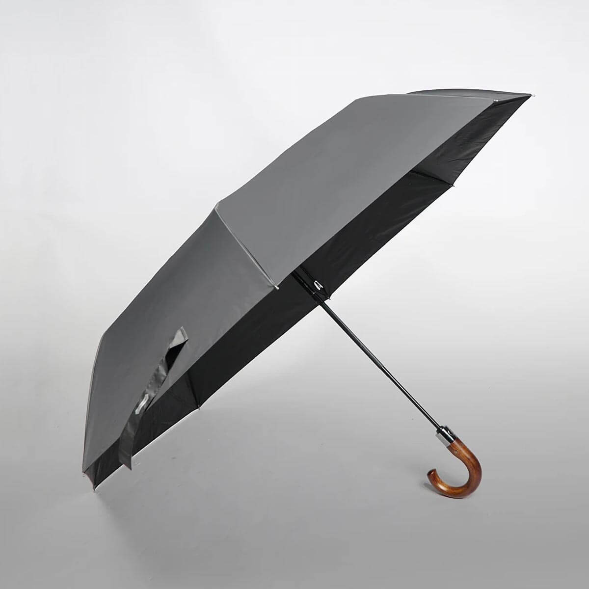 Close-up of lightweight, thick fabric on large rain umbrella