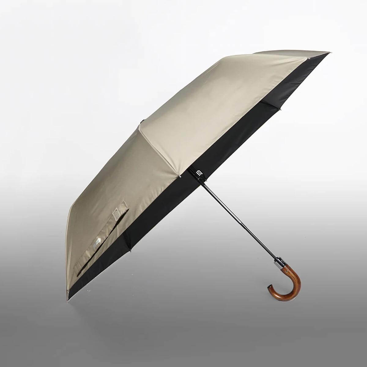 Compact folded view of large automatic rain umbrella