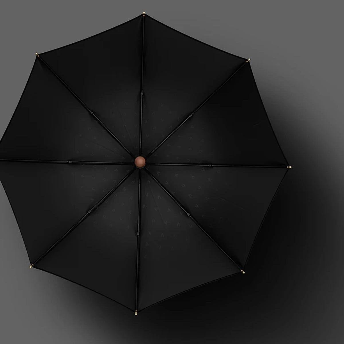 Stylish wooden-handled umbrella with optional fashion pattern design