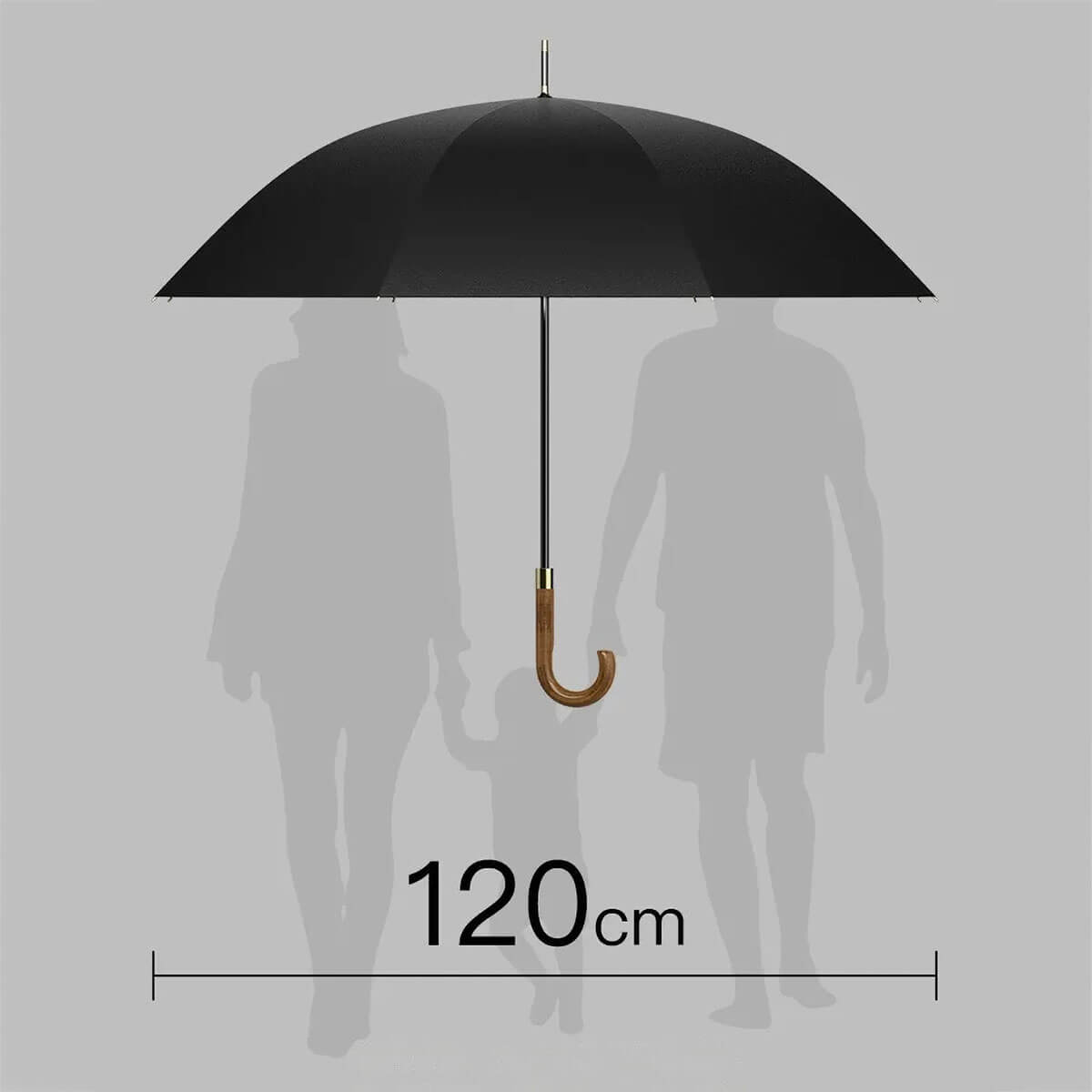 Versatile Black large rain umbrella on golf course protecting golfer