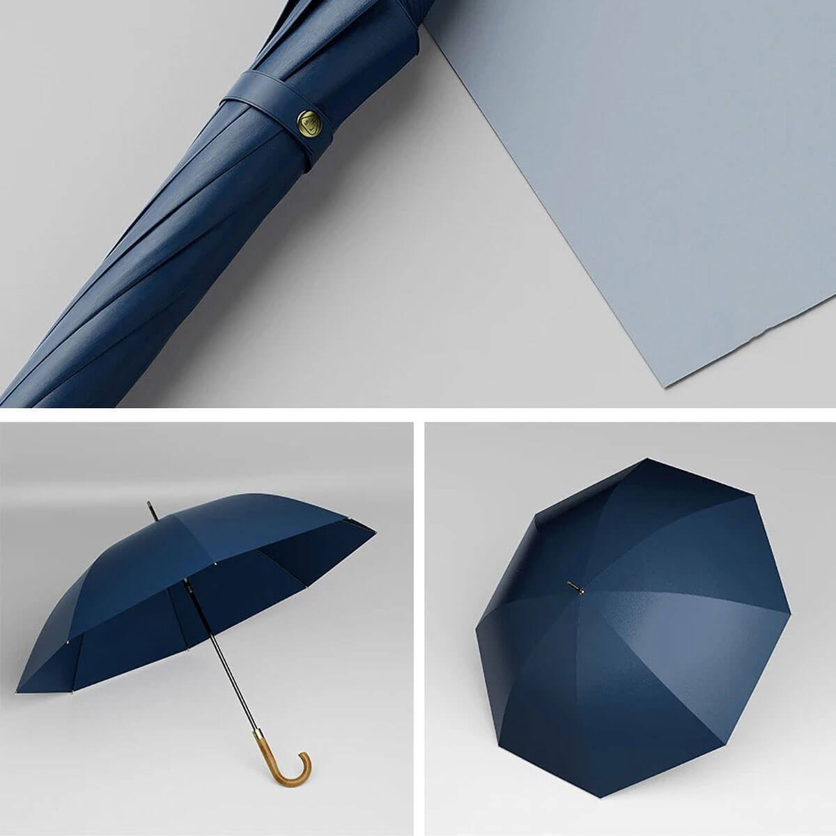 Professional carrying closed Big Umbrella in Sophisticated Navy with briefcase