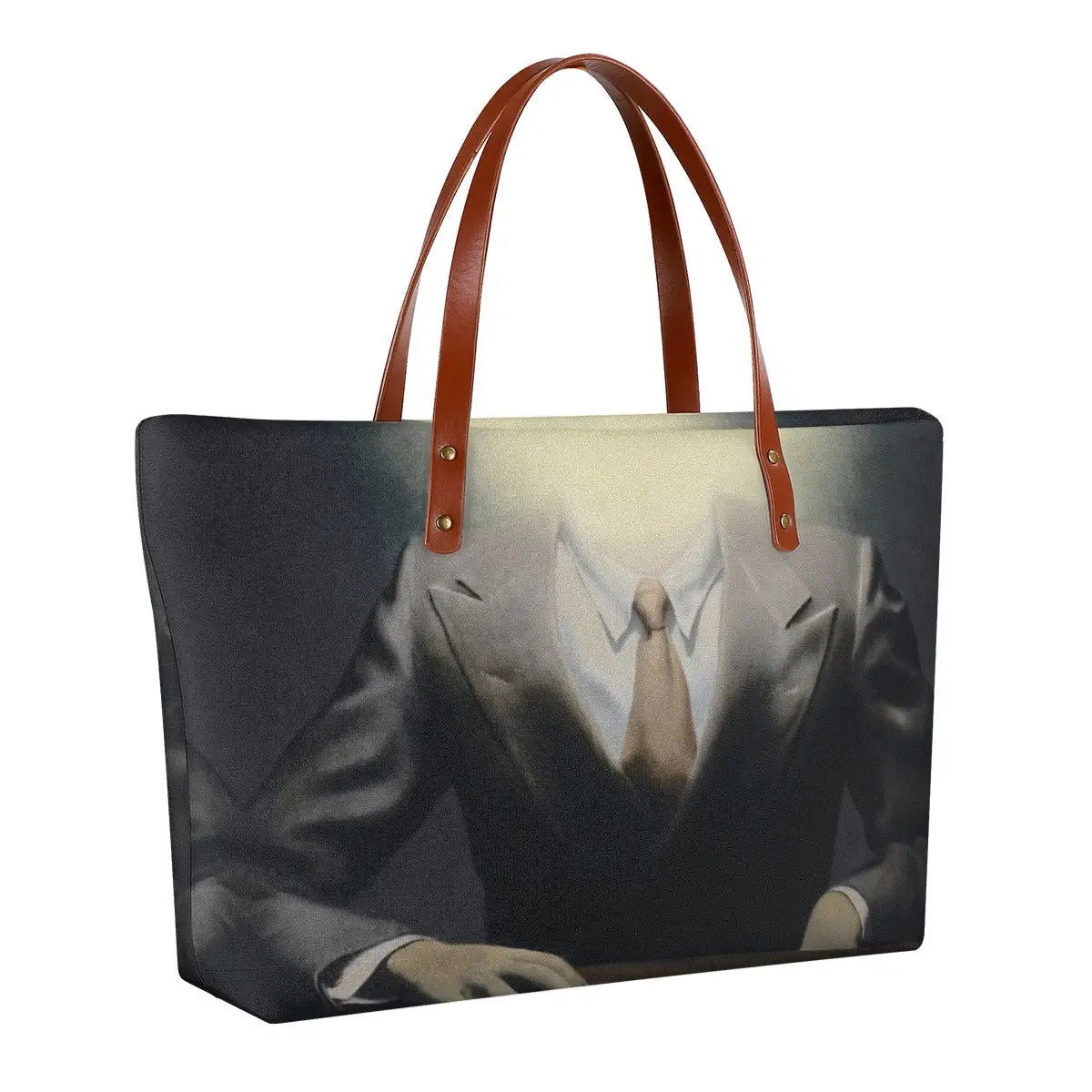 Double-sided Magritte art tote bag with Le Principe du plaisir print