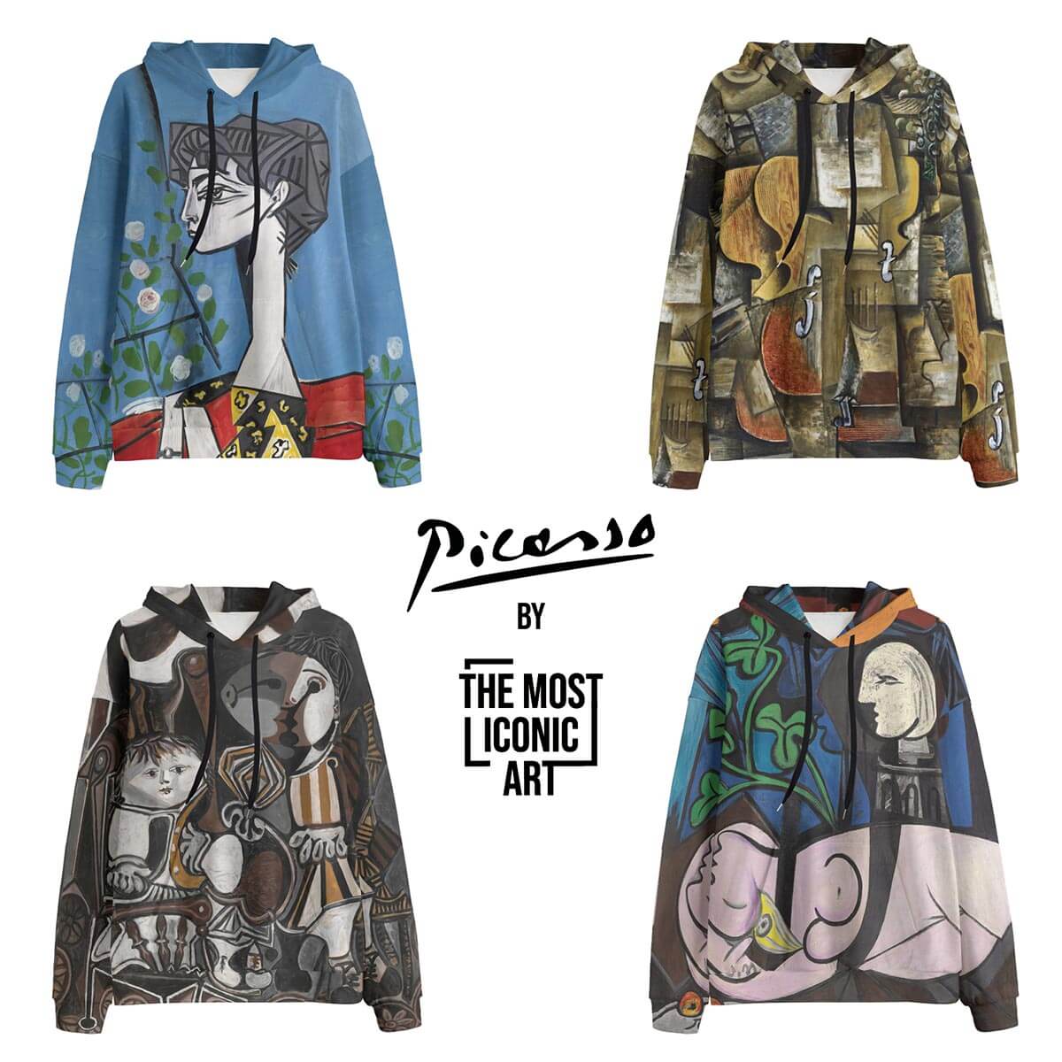 Pablo Picasso Art Hoodie - Blue Period inspired all-over print design