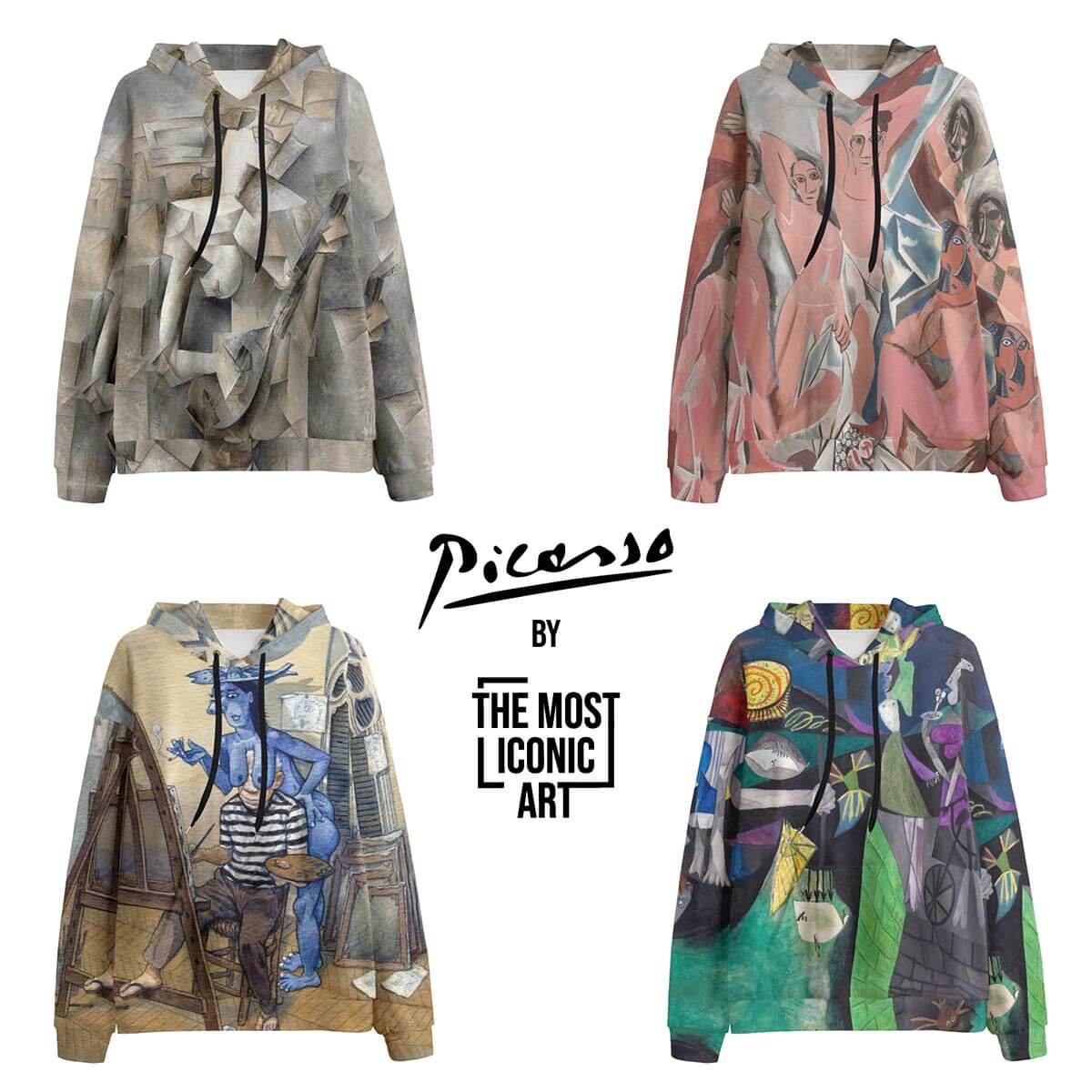 Cubist style Pablo Picasso Artwork Hoodie - Abstract geometric patterns