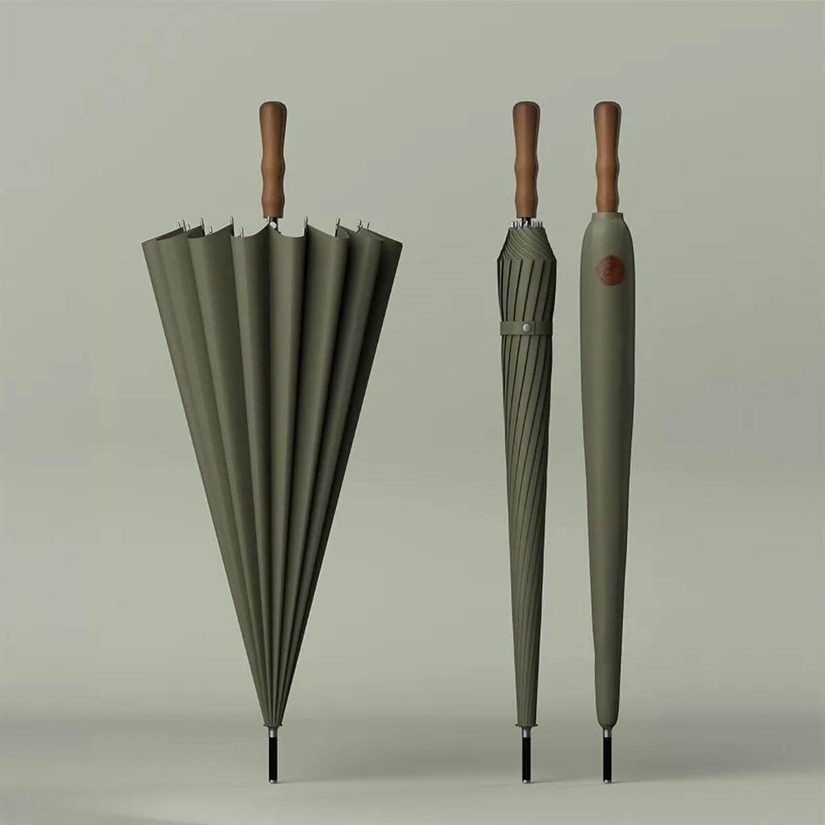 Elegant packaging of the Luxury Big Wooden Long Handle Umbrella, perfect for corporate gifting