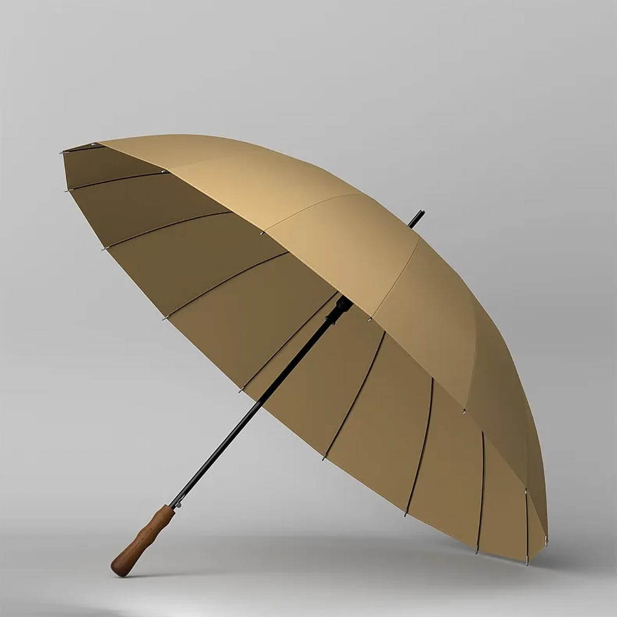 Side-by-side comparison of open and closed Luxury Big Wooden Long Handle Umbrellas