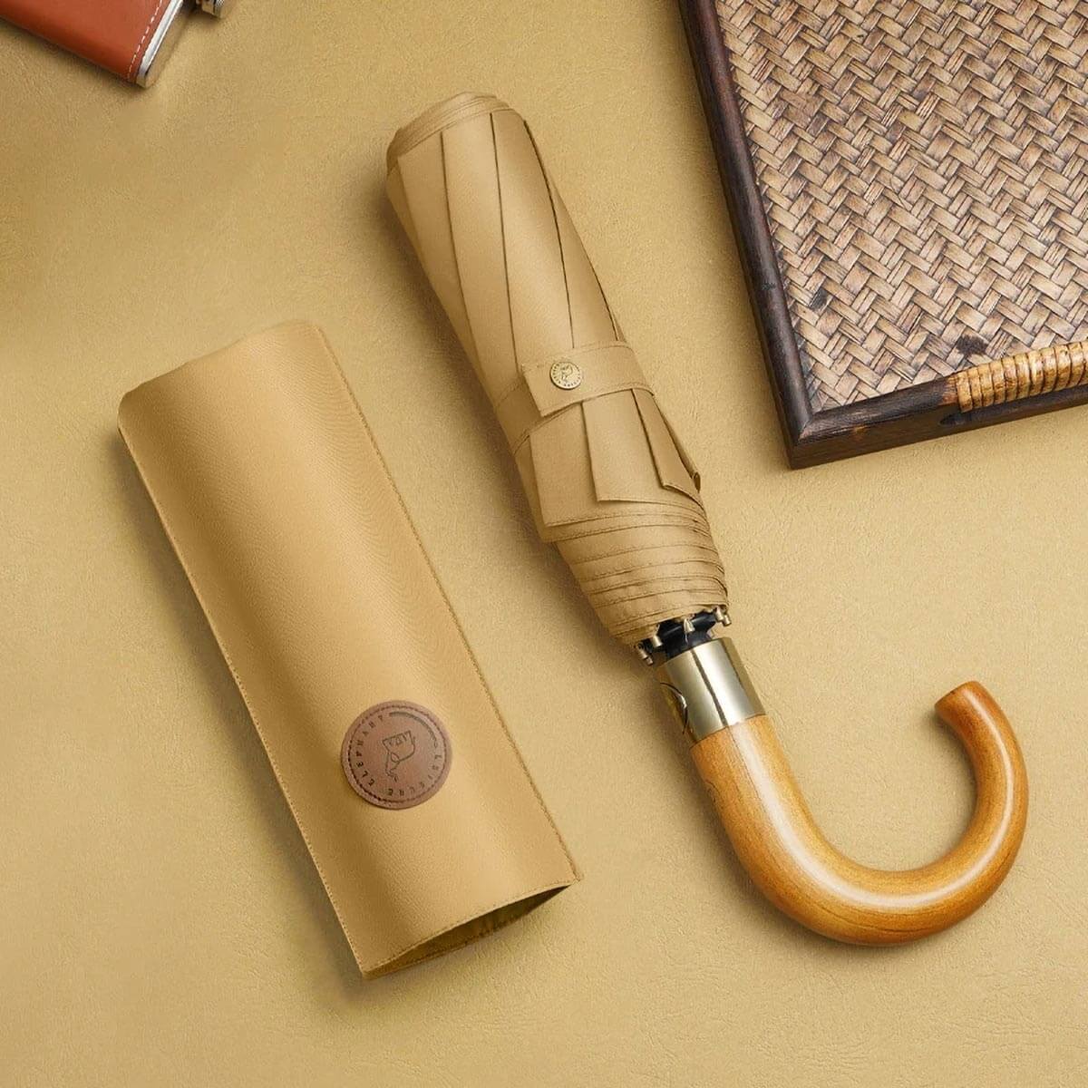 Compact Luxury Strong Automatic Foldable Umbrella easily fitting into a briefcase or handbag