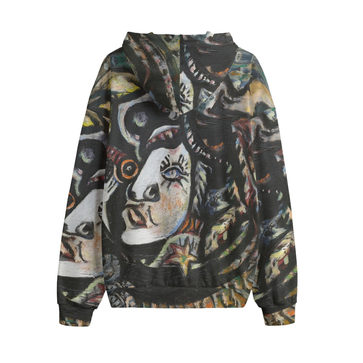 Back of Jackson Pollock Mask Hoodie displaying full artwork print