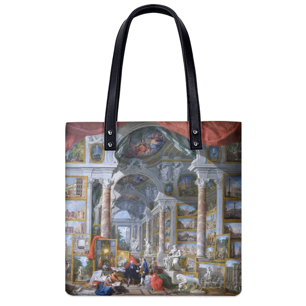 Modern Rome shoulder bag featuring Panini's 1757 masterpiece, showing baroque architecture gallery