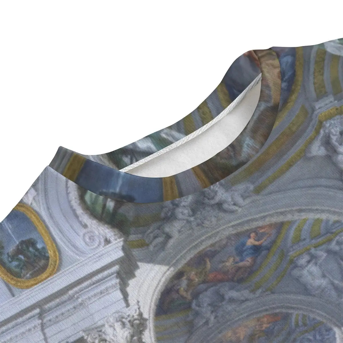 Close-up of Modern Rome artwork detail on Hacci Fleece showing intricate architectural elements