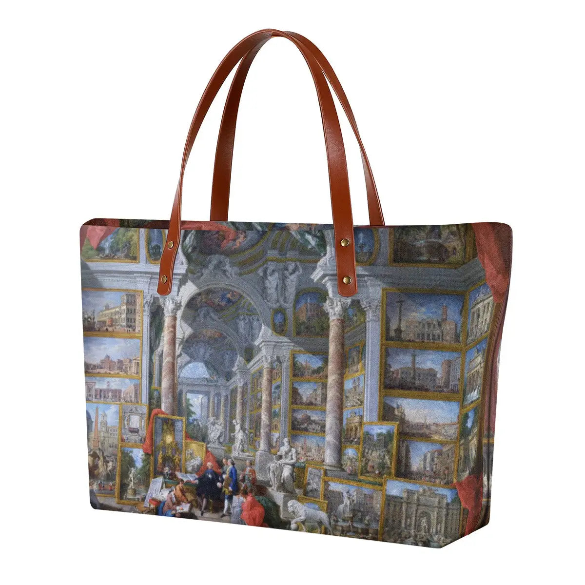 Modern Rome by Giovanni Paolo Panini Tote Bag with double-sided art print featuring 1757 Roman landmarks