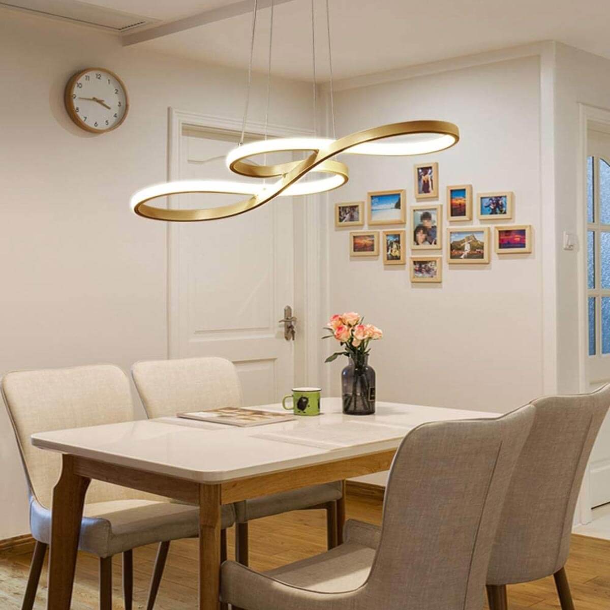 Musical note pendant lamp over kitchen island demonstrating versatile application