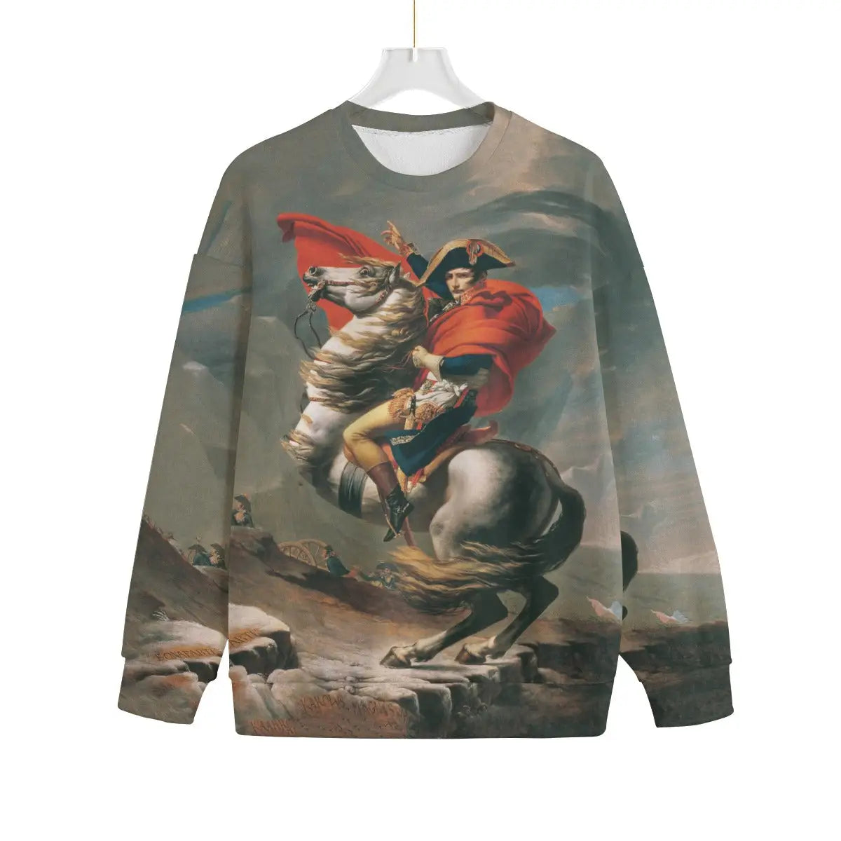 Napoleon Crossing the Alps by Jacques-Louis David Sweater, featuring the 1801 masterpiece