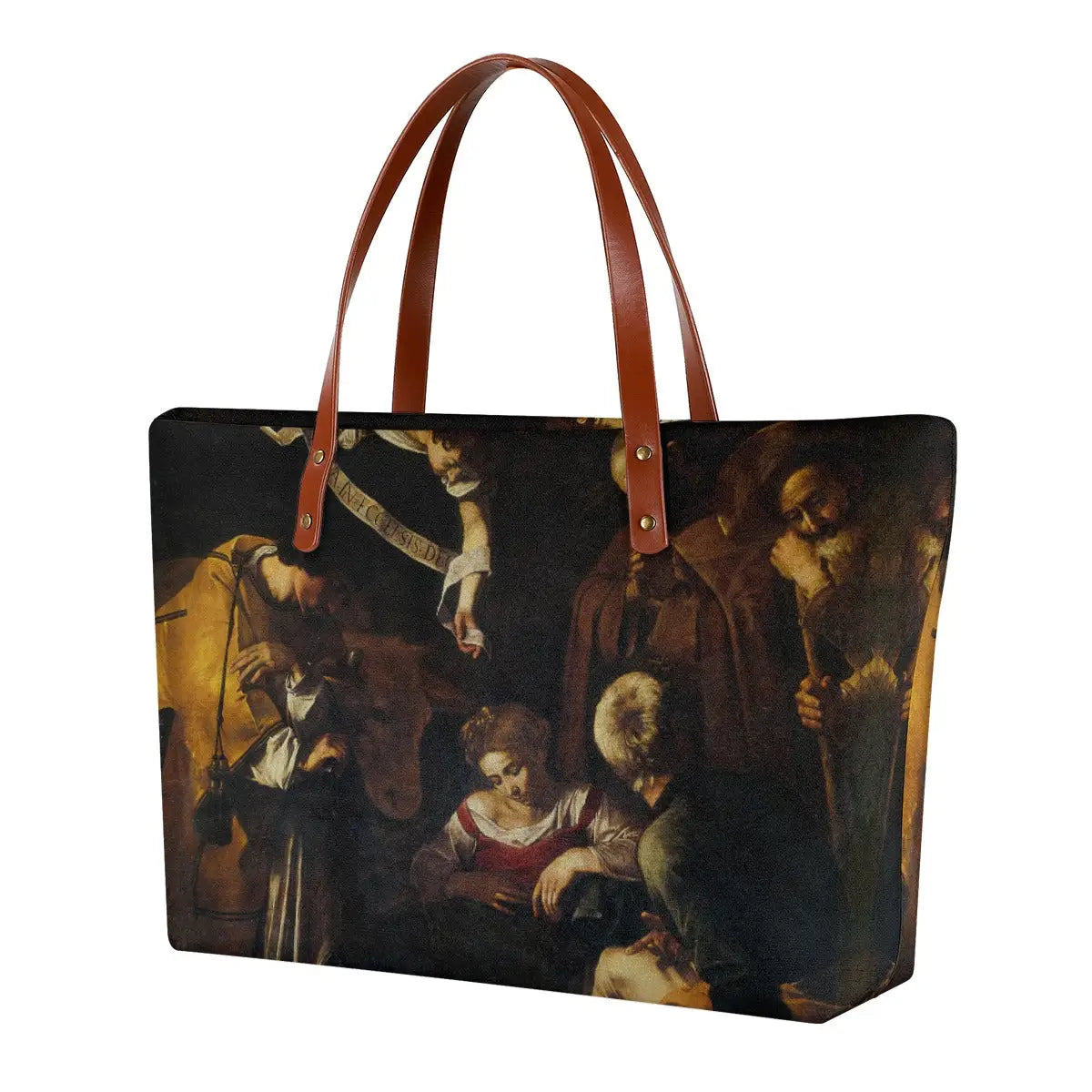 Nativity with St Francis and St Lawrence Tote Bag by Caravaggio - Front View