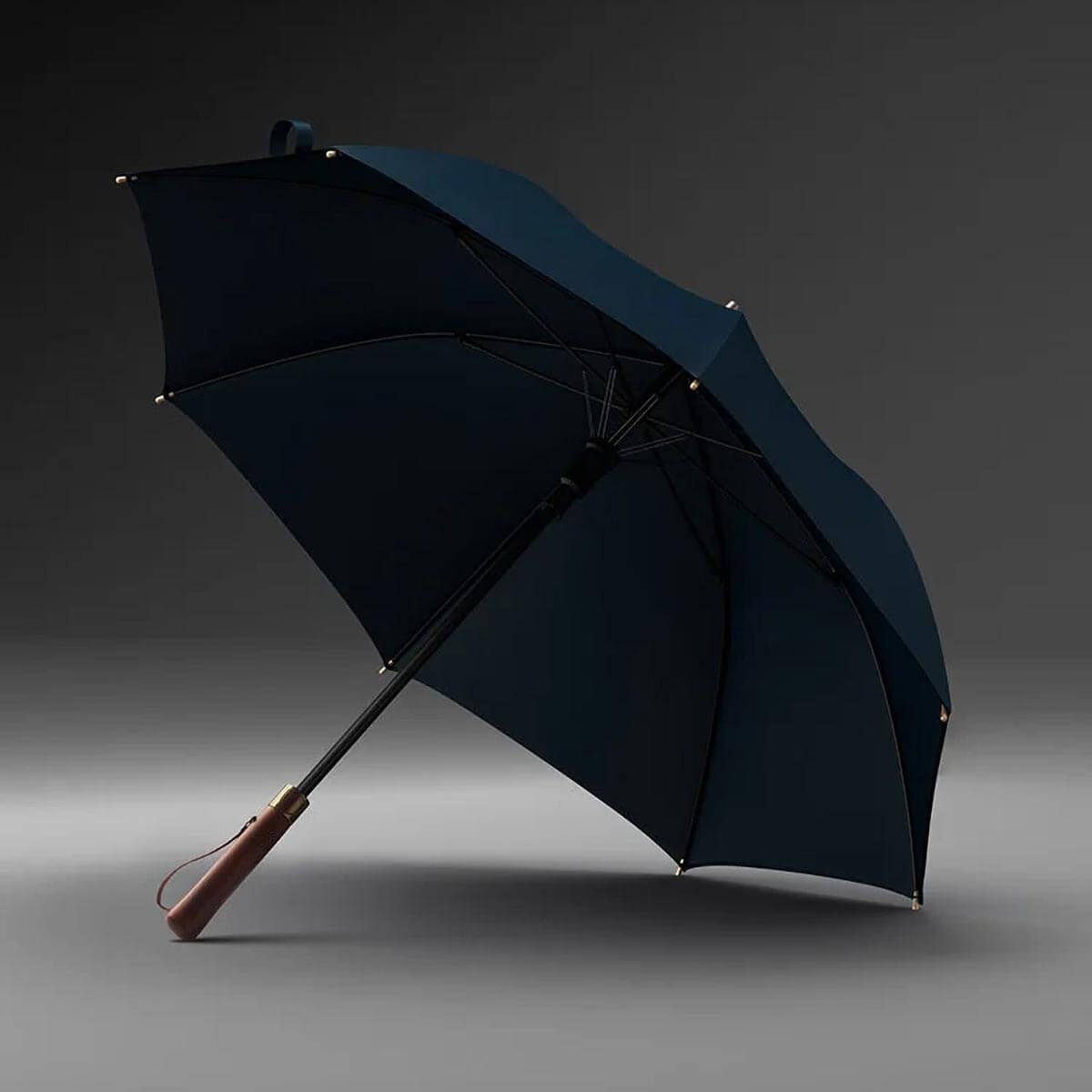 Double-layer pongee cloth navy umbrella for superior rain protection