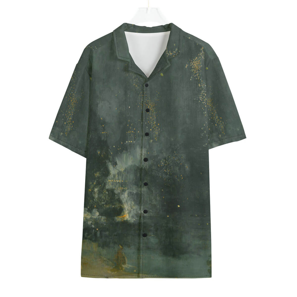 James McNeill Whistler's Nocturne in Black and Gold on vibrant Hawaiian shirt