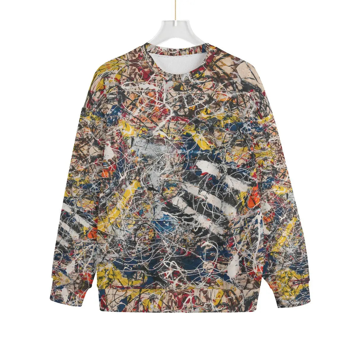 Number 17a by Jackson Pollock Sweater displaying abstract drip art design on eco-friendly Hacci Fleece