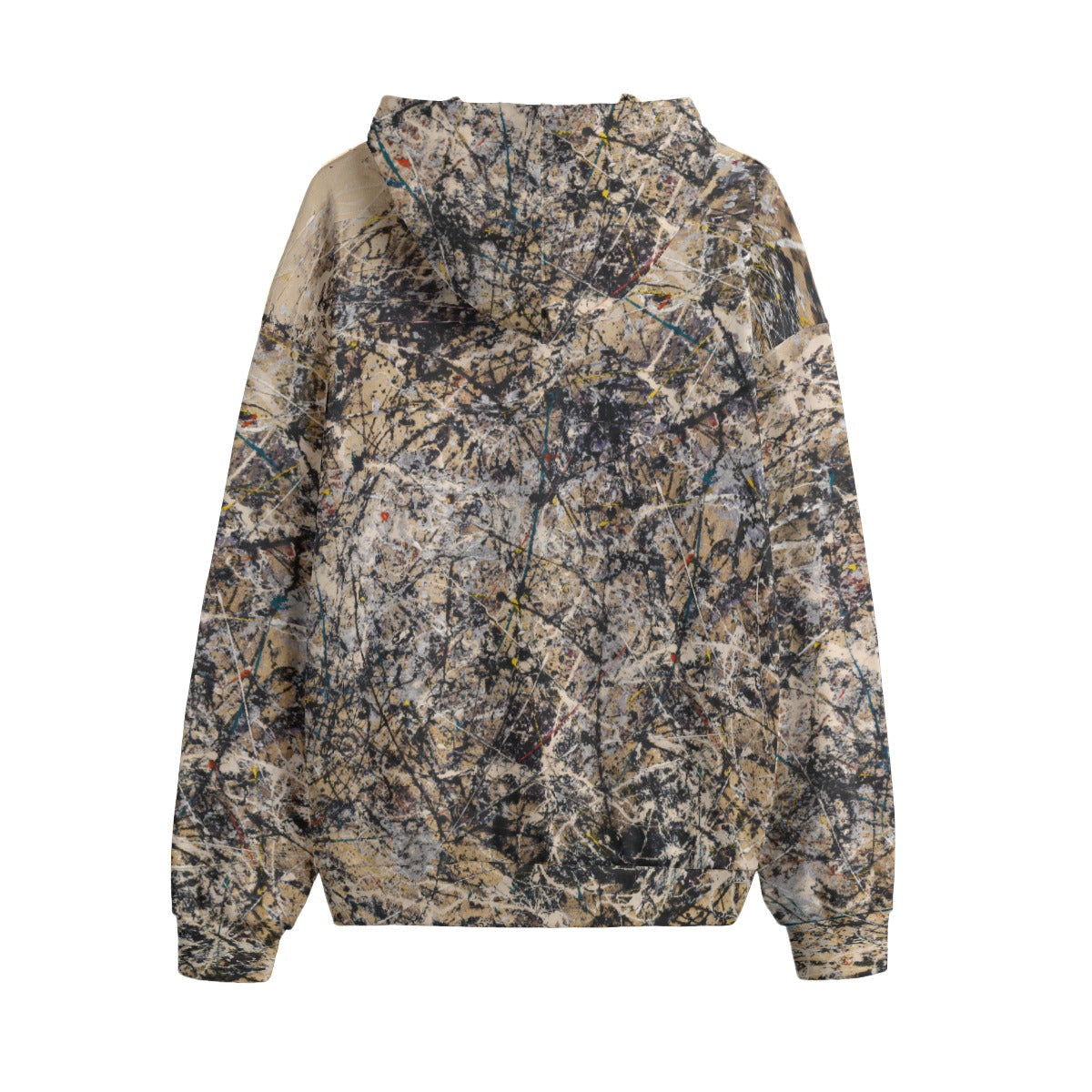 Back view of abstract expressionist hoodie showcasing Number 1a by Jackson Pollock