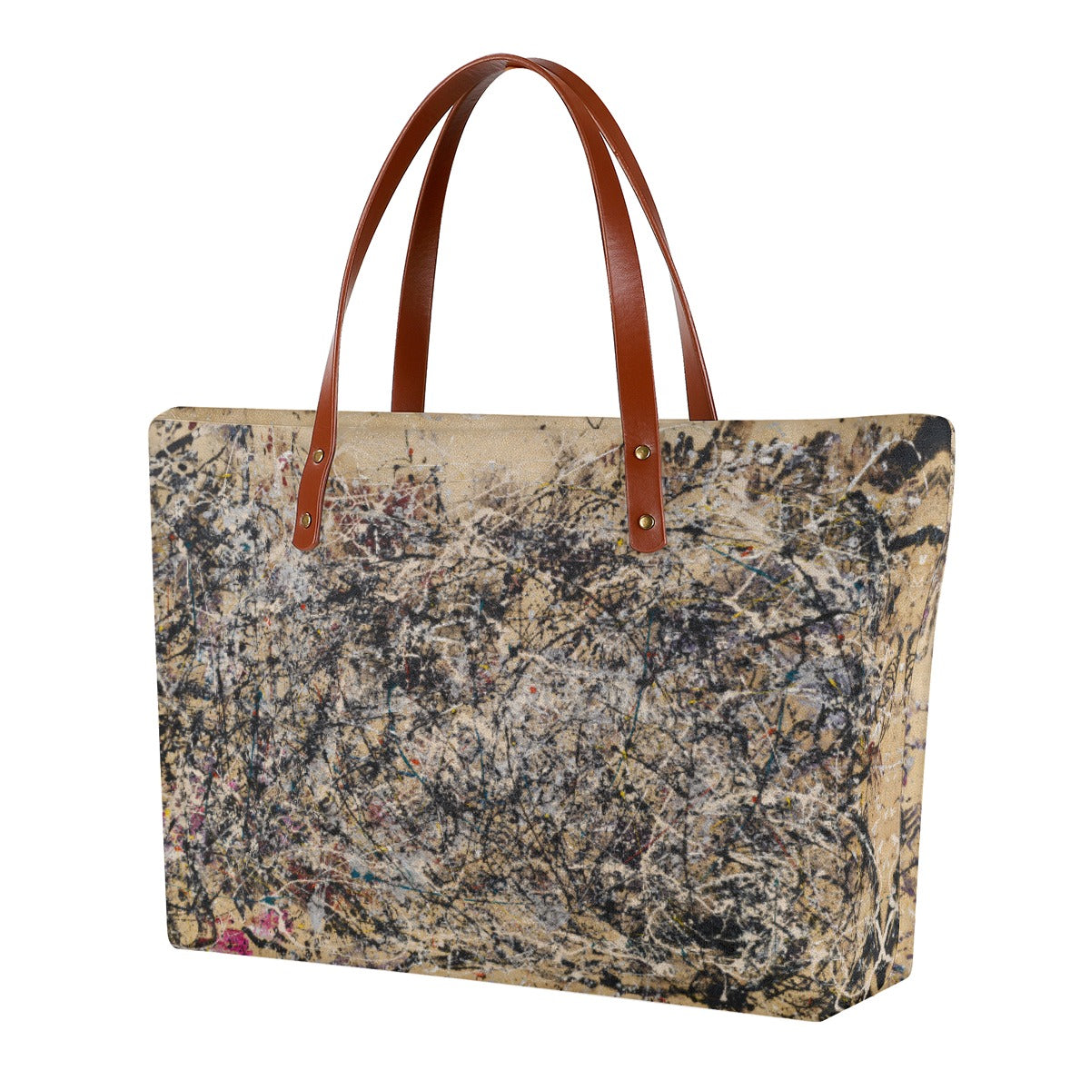 Jackson Pollock Number 1a tote bag featuring Abstract Expressionist drip painting design